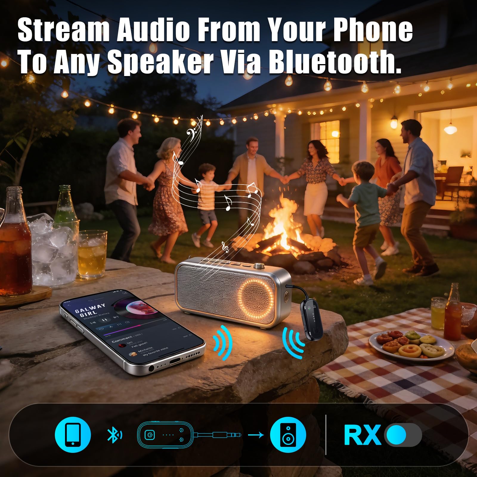 Receptor transmisor Bluetooth 6.0 mejorado 2026 | Adaptador Bluetooth para TV, avión, gimnasio a auriculares inalámbricos, todos los Airpods, doble enlace AptX adaptativo/LL/HD Audio, adaptador