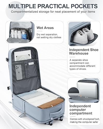 Miniatura 504 de coowoz Mochila de viaje grande para mujeres y hombres,Mochila de transporte,Mochila de senderismo impermeable para deportes al aire libre, Azul, 45