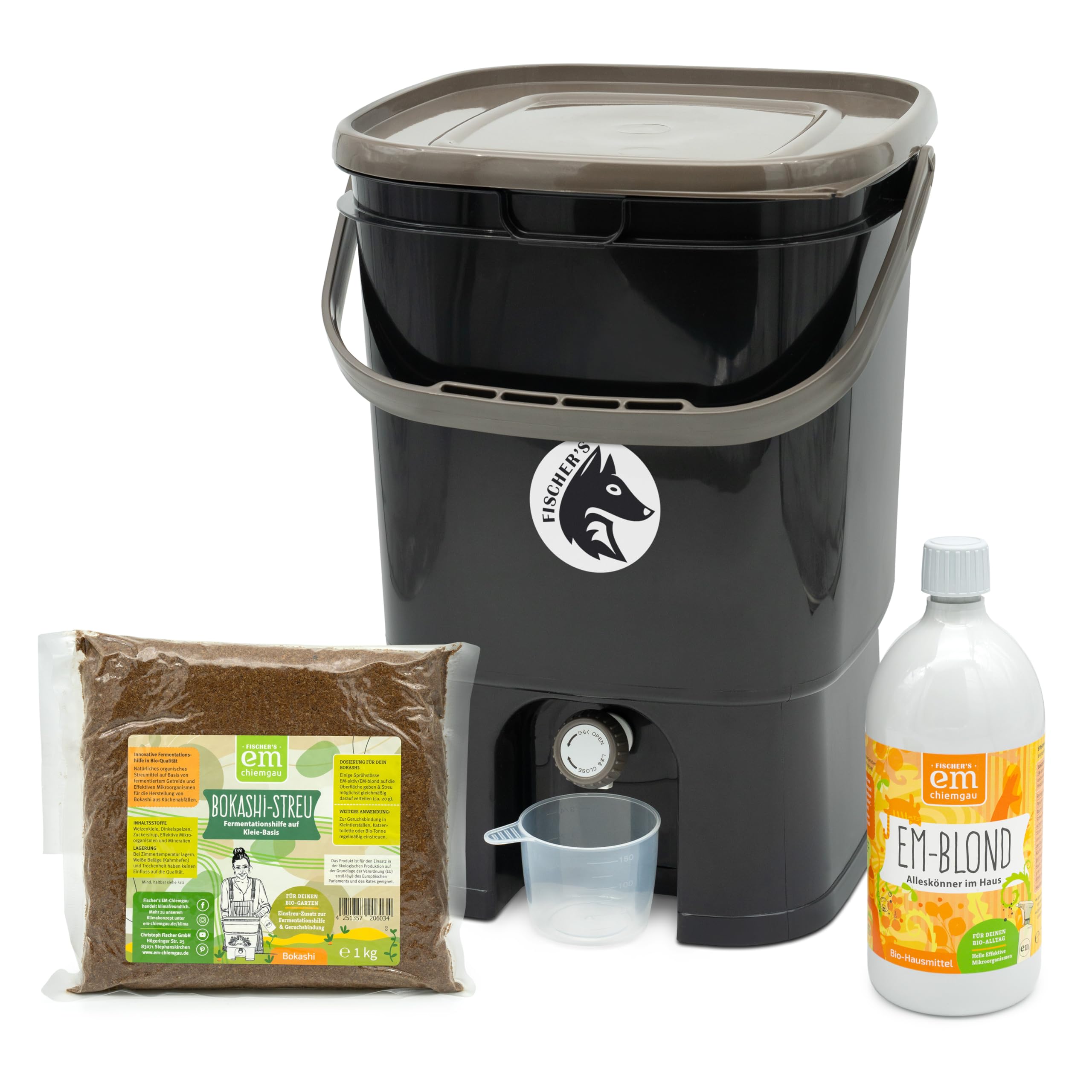 Bokashi Komposteimer Küche [Geruchsdicht] 19 L Volumen, Küchenabfalleimer, Komposter mit 1 Kg Bokashi Ferment für Küchenabfall & Kompostieren | Biomülleimer