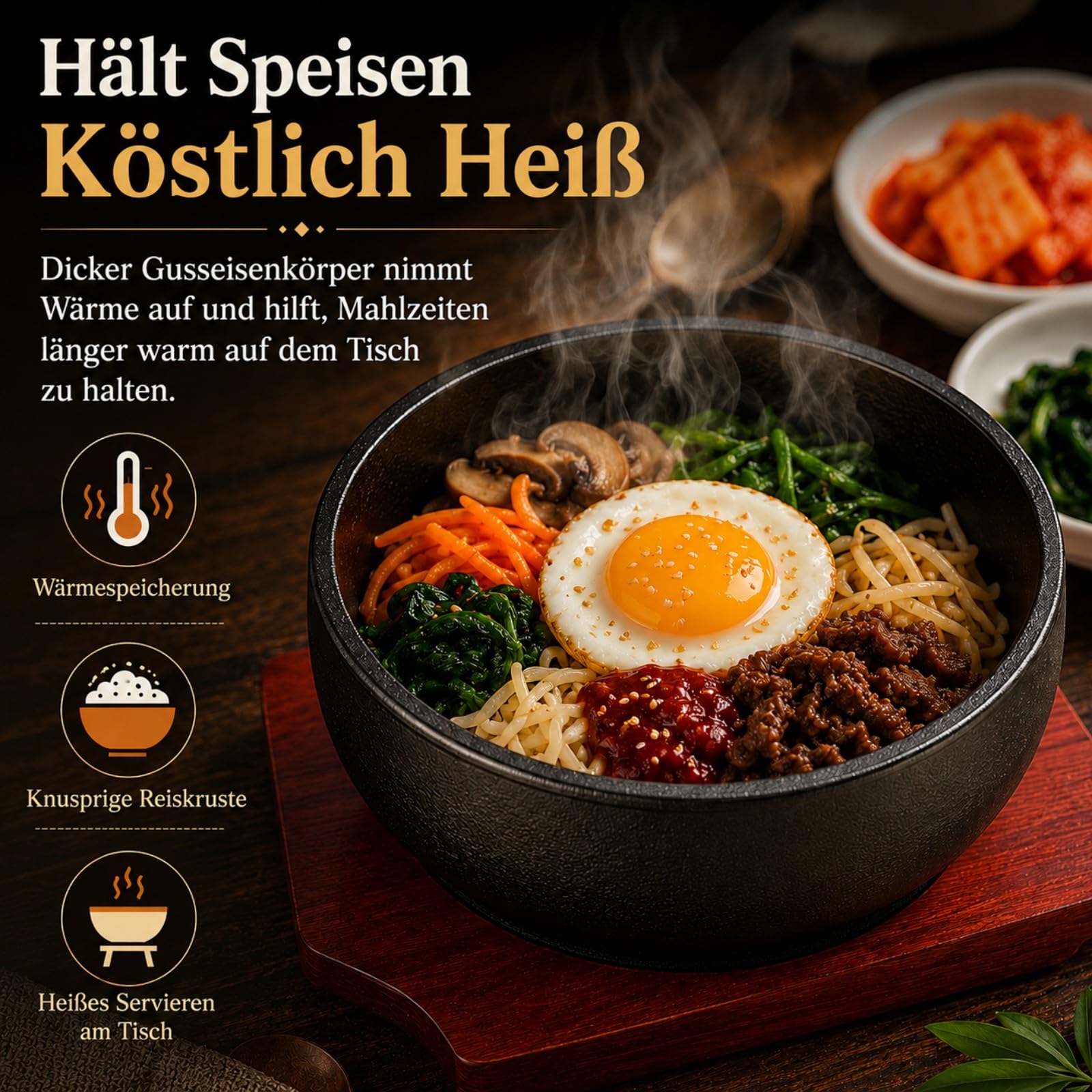 XICHENGSHIDAI Dolsot-Bibimbap-Schüssel aus Gusseisen, 900 ml