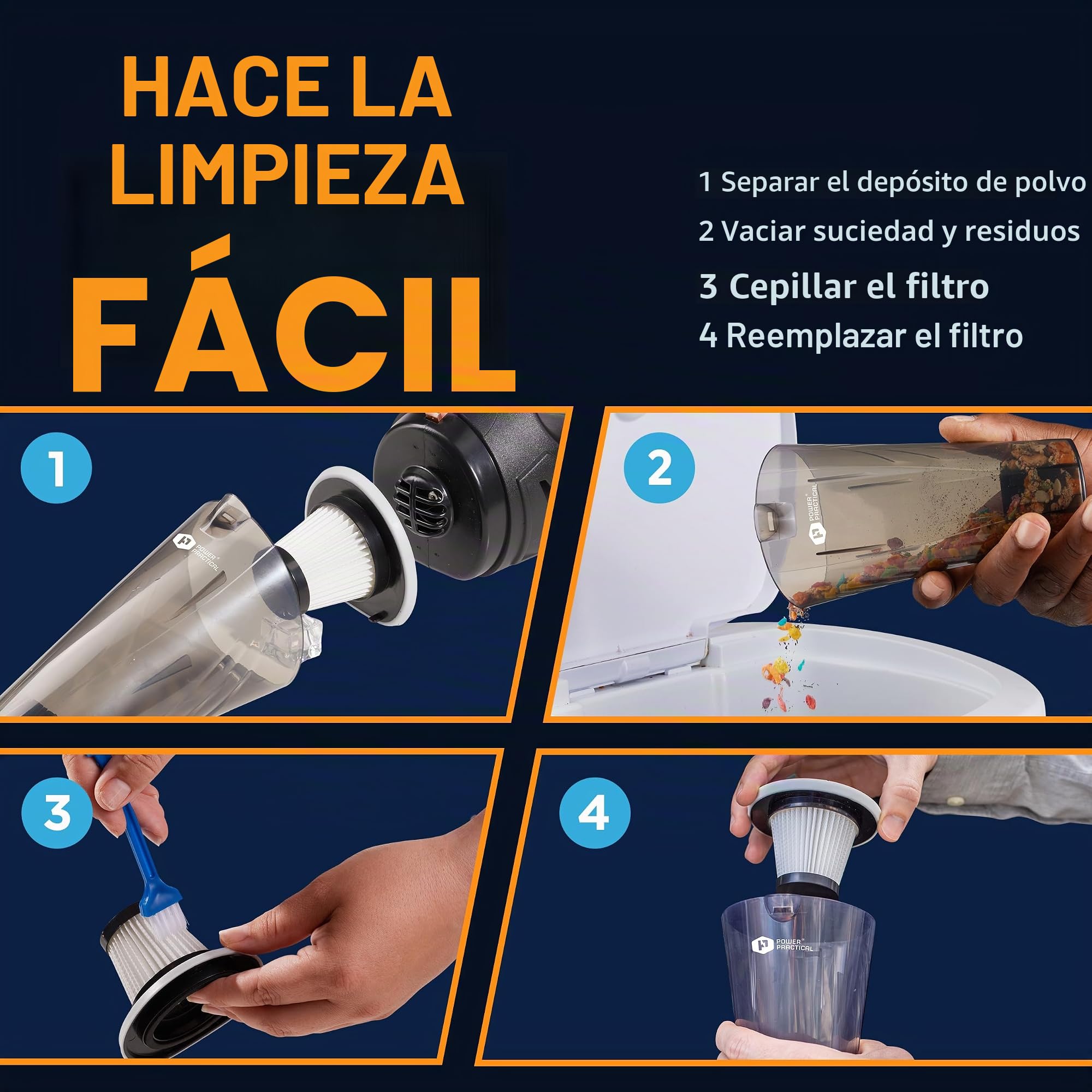THISWORX Aspiradora portátil de Alta Potencia para Coche, aspiradora de Mano 3 Accesorios, Cable de 5 m y Bolsa de Almacenamiento 12 V alimentación