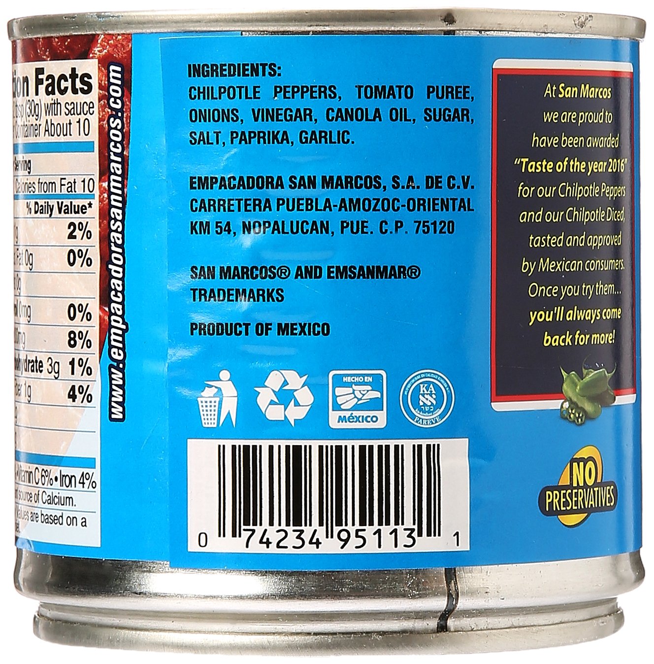 San Marcos Chipotle Peppers Adobo Sauce (11Oz) (Pack of 4) image 2