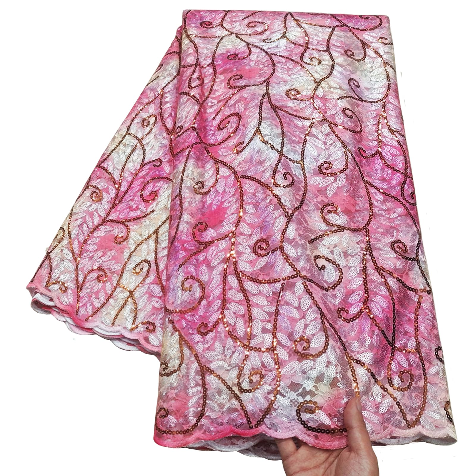 Amazon.com: Bestway African Lace Fabric 5 Yards Sequins Embroidery Rashel  Net Lace for Nigerian Asoebi Wedding Party Dress Sewing (Pink and Beige) :  Arts, Crafts & Sewing