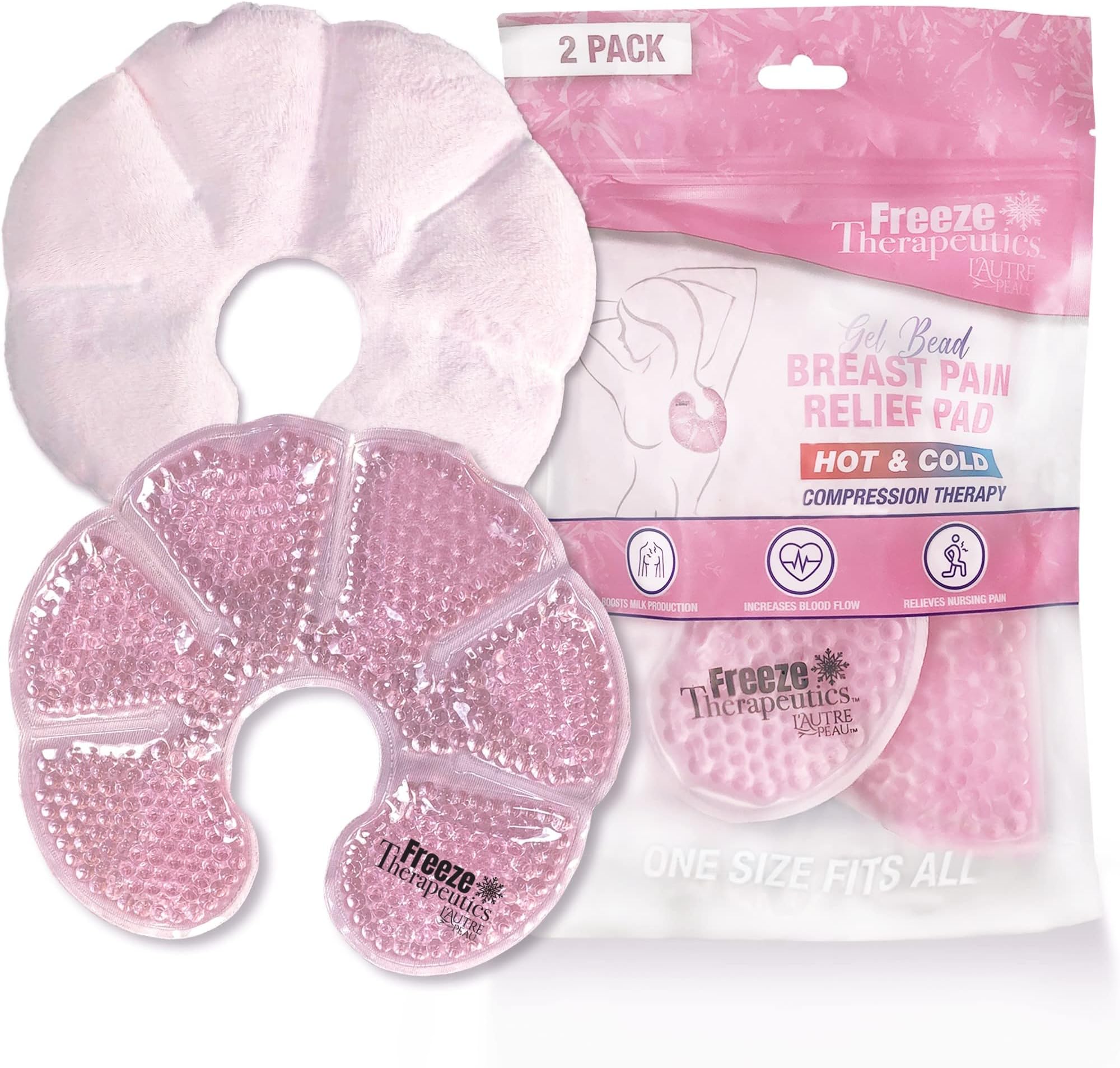 USA Merchant | Hot/Cold Plush Breastfeeding Relief Gel Bead Packs by L’Autre Peau Set of 2 Comfort for Nursing Pain, Mastitis, Engorgement, Swelling, Plugged Ducts | Boost Milk Let-Down & Production