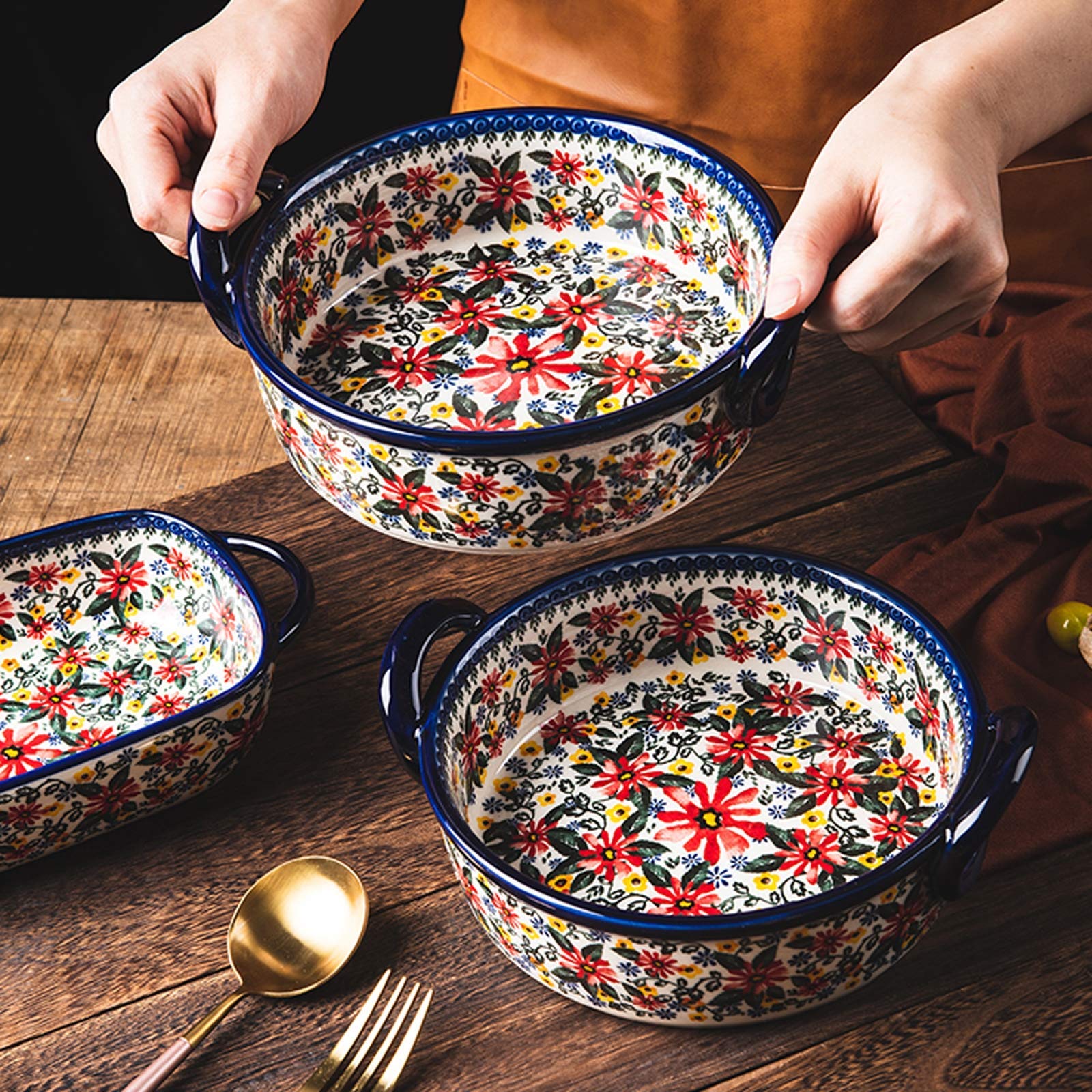 ディナー皿3枚セット　ポーランド食器 Amazon.co.jp: ディナープレート、セラミック食器セット、ポーランド