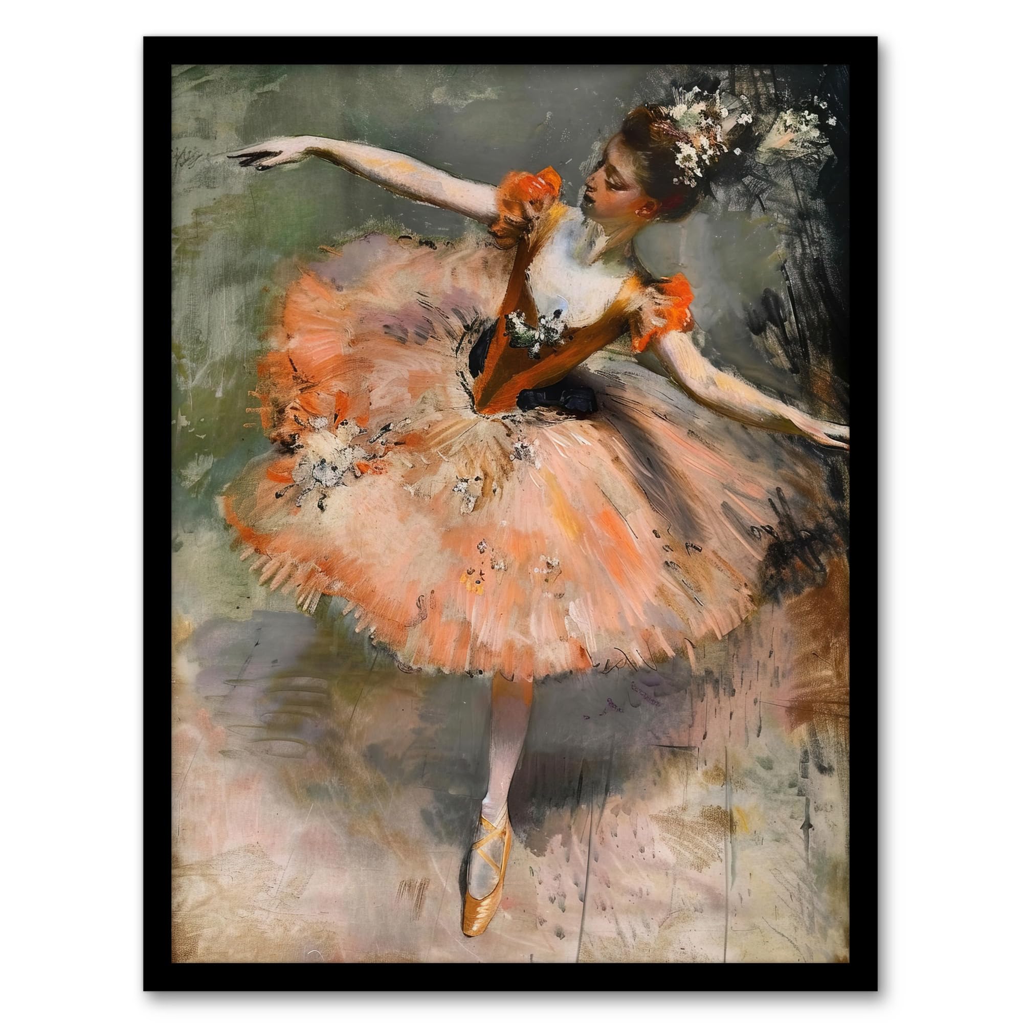 Artery8 Ballerina Arabesque Pose Edgar Degas Inspired Living Room Artwork Framed Wall Art Print A4