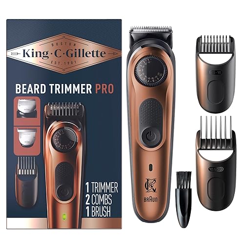 Recortadora de barba King C. Gillette PRO con 40 ajustes de longitud de barba en pasos precisos de 0.020 in, diseño inalámbrico y 1 recortador, 1