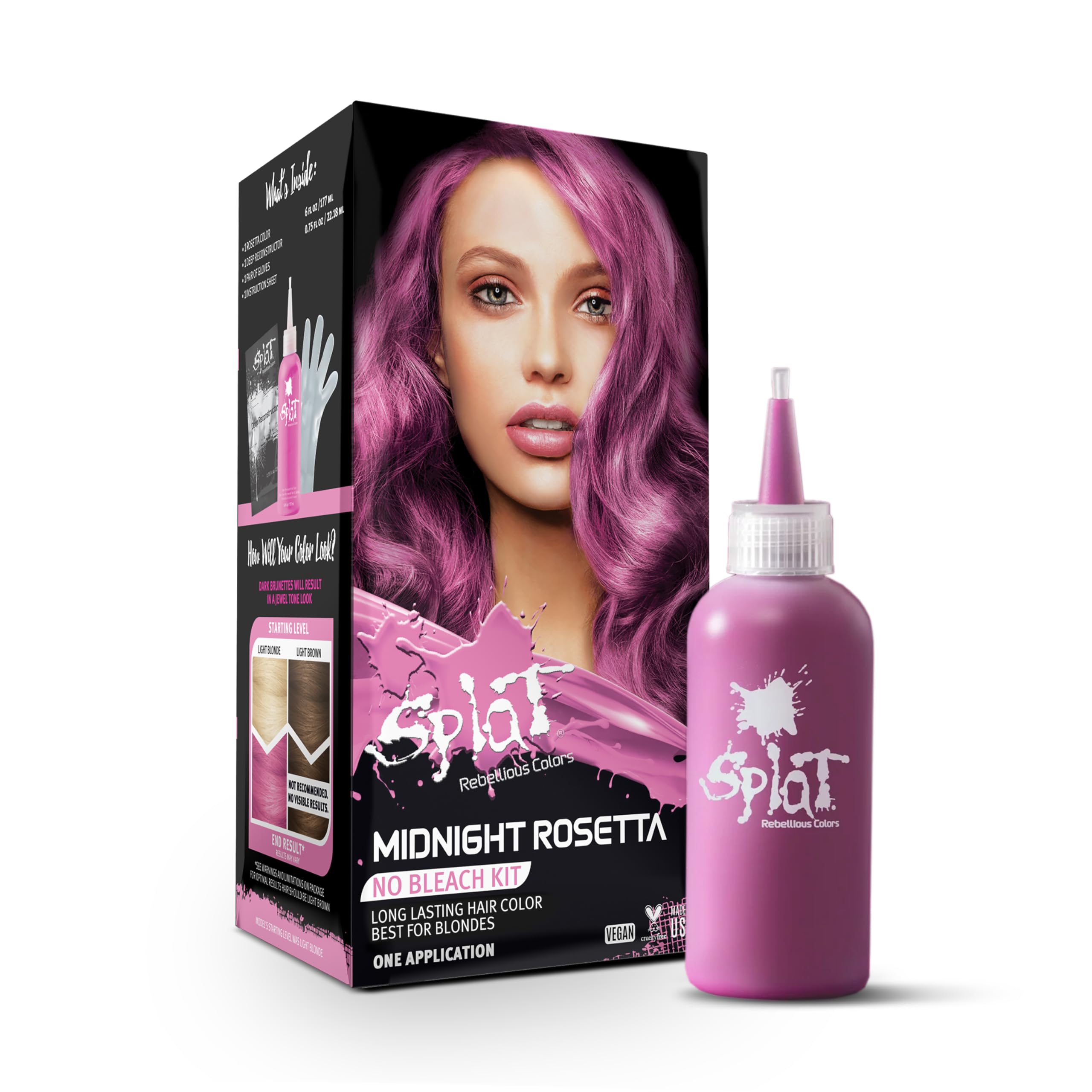 Midnight Rosetta Semi Permanent Hair Dye Kit for Blondes, 1 Application, Includes Deep Reconstructor Conditioner, Lasts 30 Washes, No Bleach Required, Vegan & Cruelty Free Hair Color
