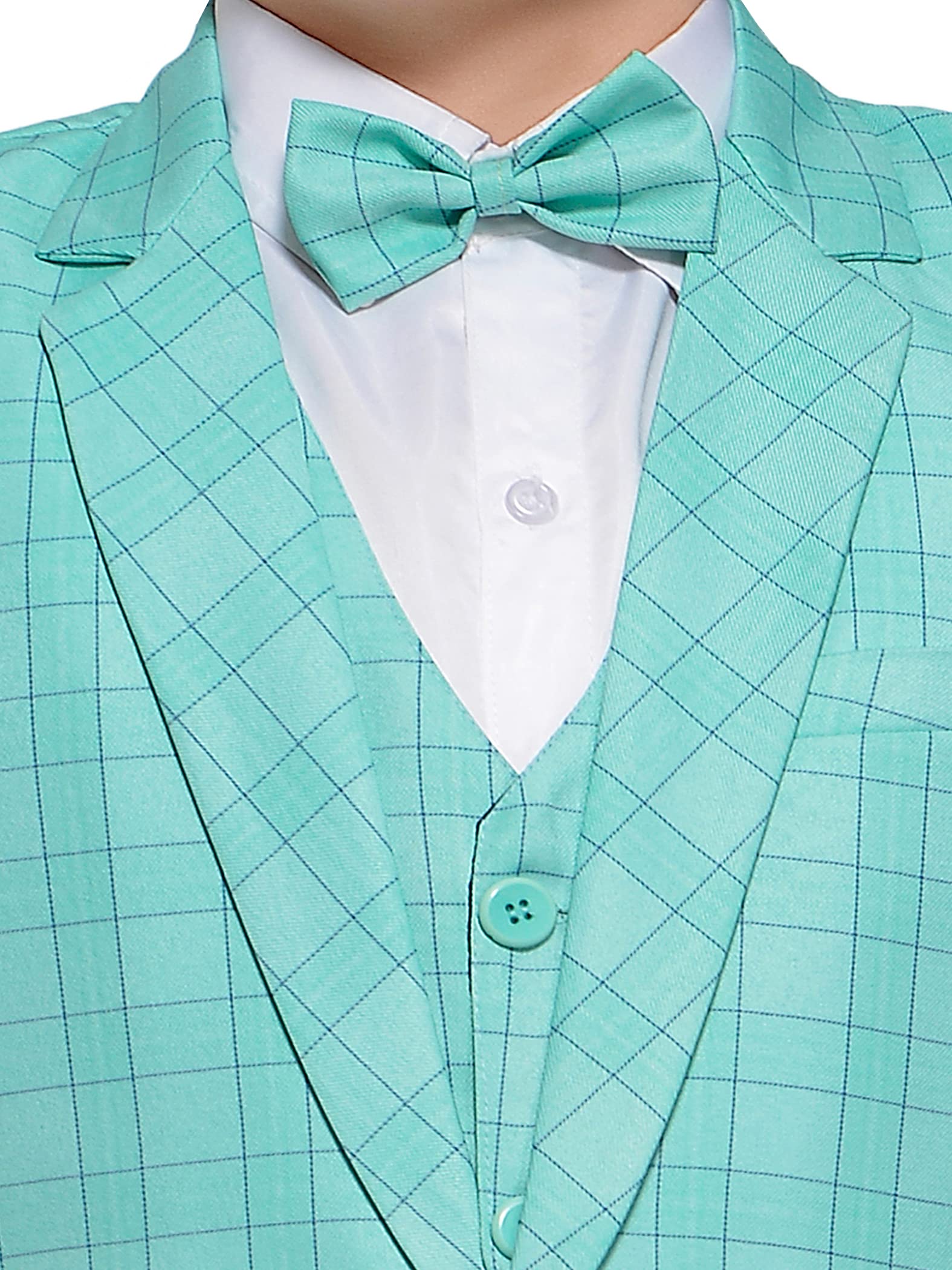 Jeetethnics Boys Turquoise Checked Coat Suit Set with Waistcoat Shirt and Trousers (9089) 2