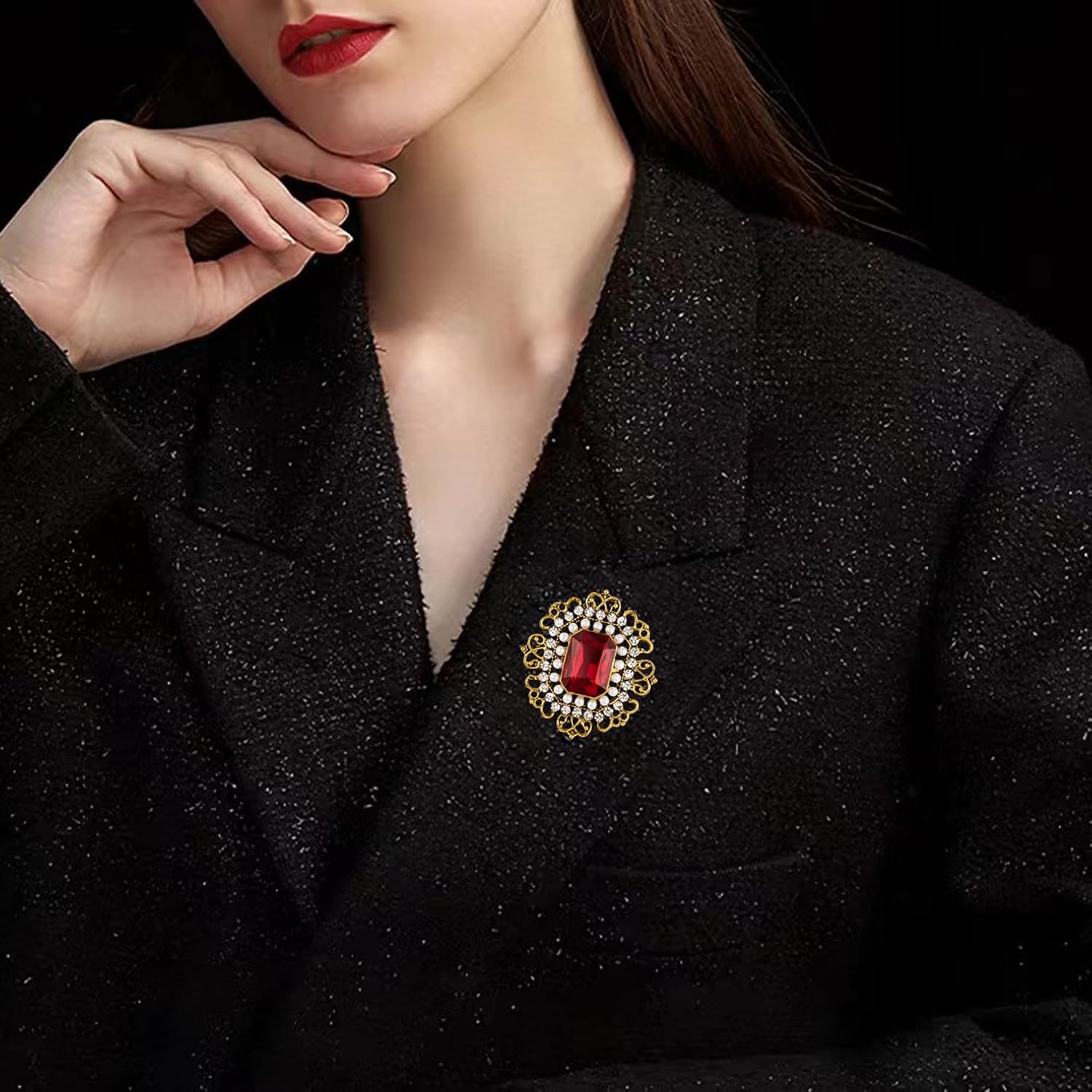 Crystal Rhinestone Vintage Style Brooch Pin for Women