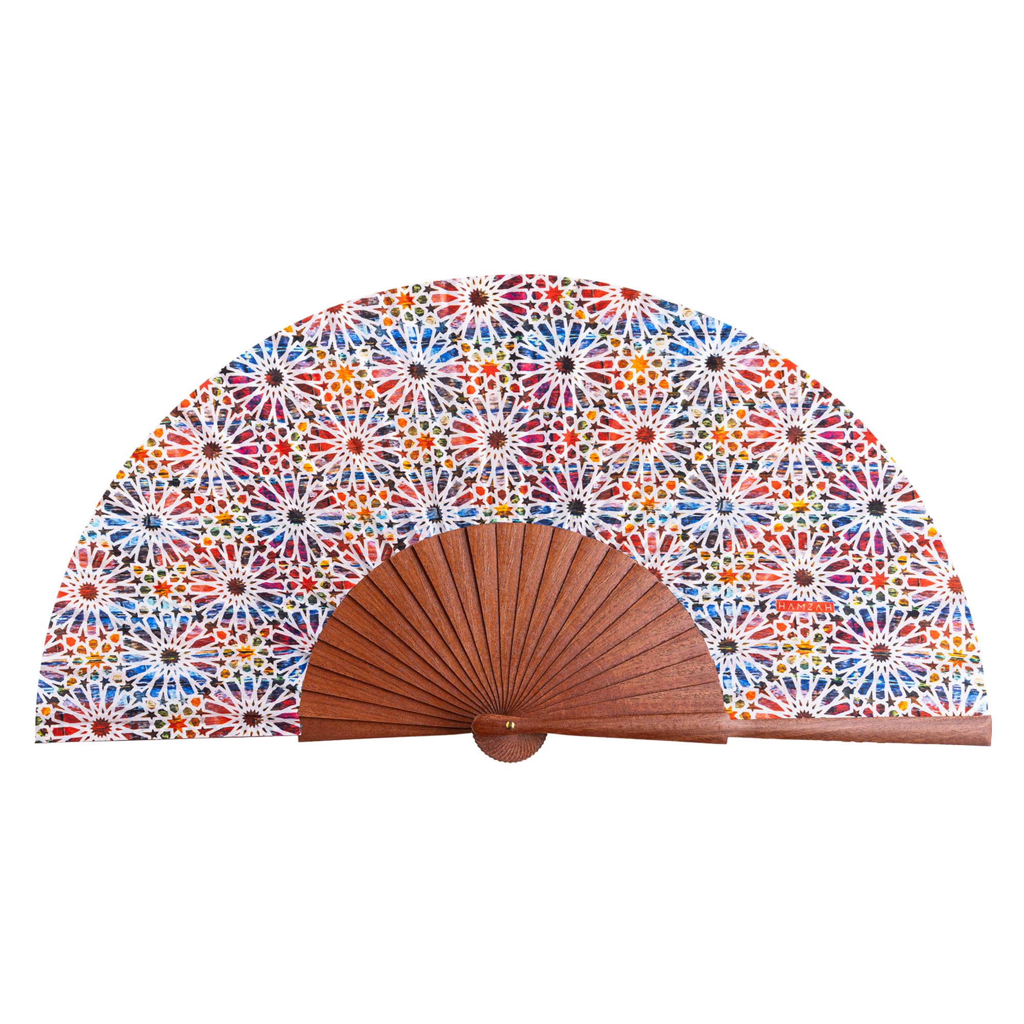 Spanischer Fächer aus Holz und Seide, faltbar | handgefertigt in Valencia | Original Andaluz Farbdruck | Samtbezug | originelles und handwerkliches Geschenk | Mosaik-Kollektion