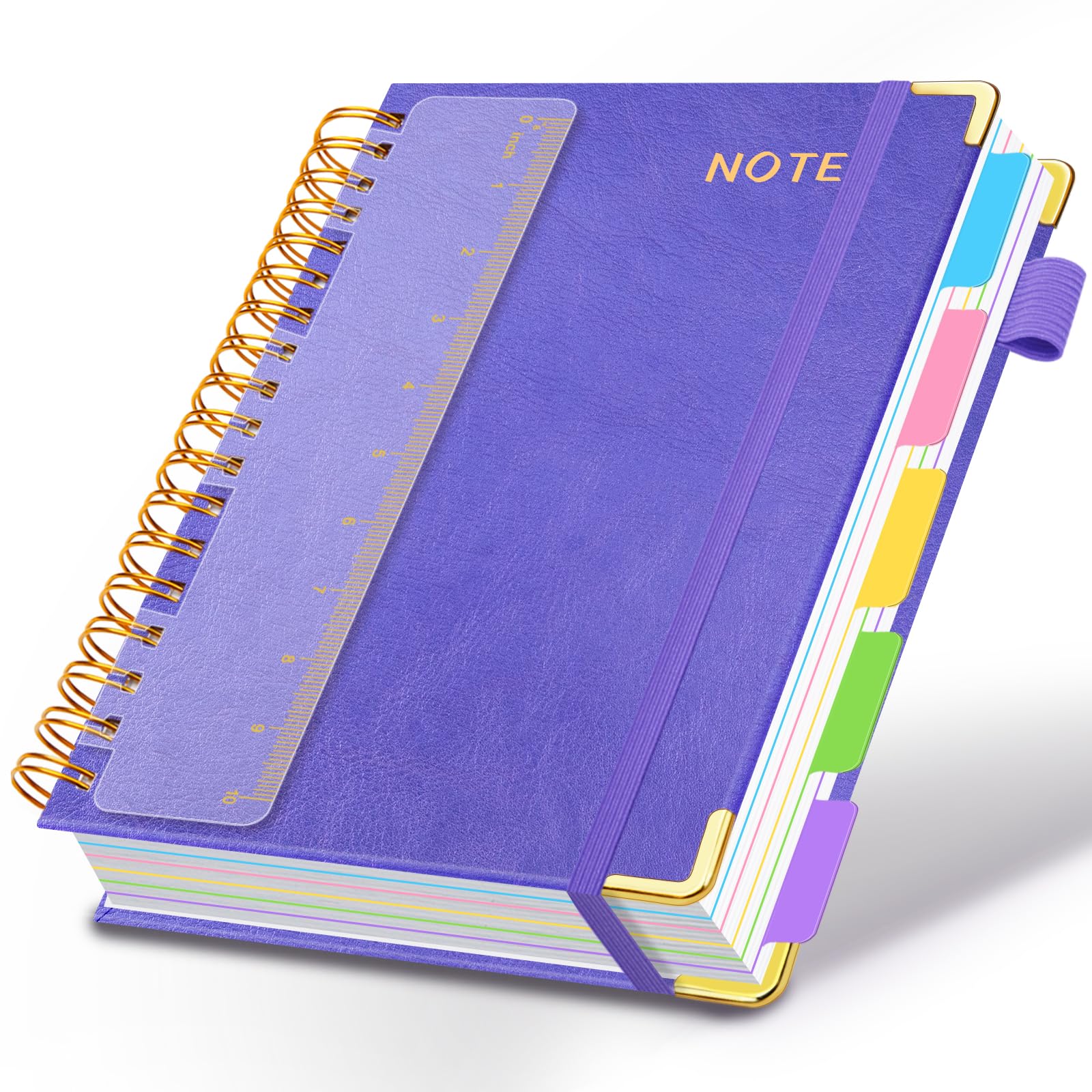 Hardcover Spiral Notebooks for Work 8.5''x 11'', 300 Pages 5 Subject Notebook with Dividers & Tabs, A4 Spiral Journal for Women, College Ruled Notebook for School Students Note-Taking
