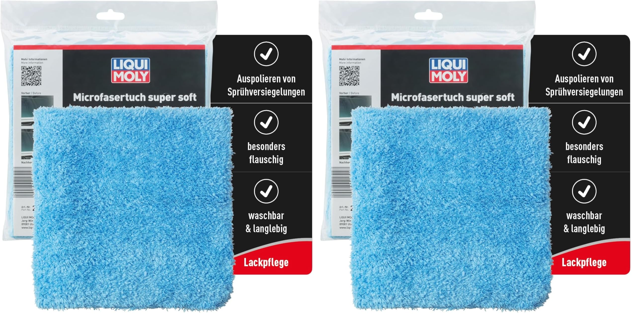 Liqui Moly Microfasertuch super Soft, Art.-Nr. 21892 I 40x40 cm Poliertuch Auto zur Kfz-Trocknung & Entfernung von Pflegemitteln I Tiefenglanz ohne Streifen & Kratzer I Waschbar & besonders flauschig