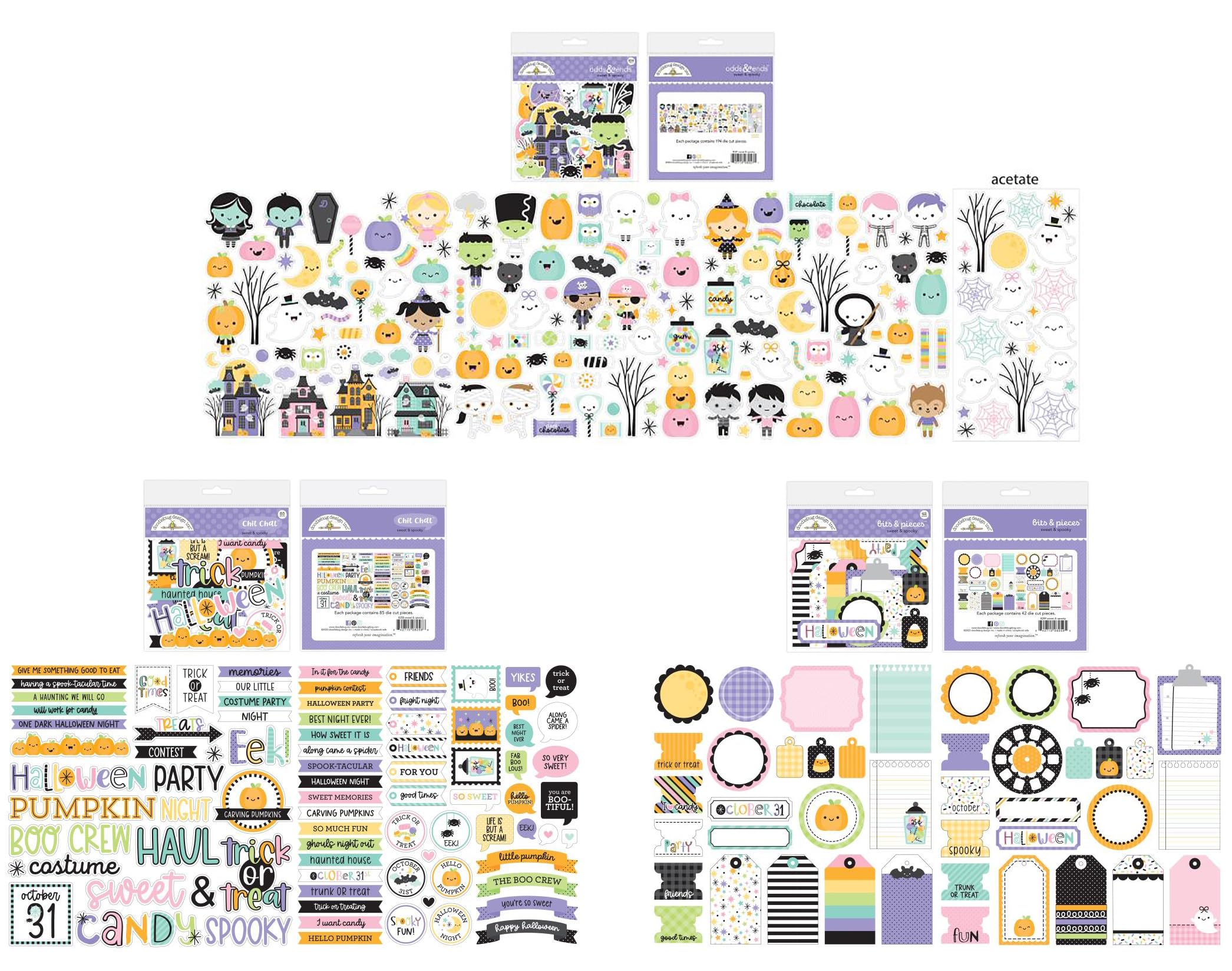 Doodlebug Sweet & Spooky Collection Bundle - Odds & Ends Die-Cuts + Chit Chat Die-Cuts + Bits & Pieces Die Cuts
