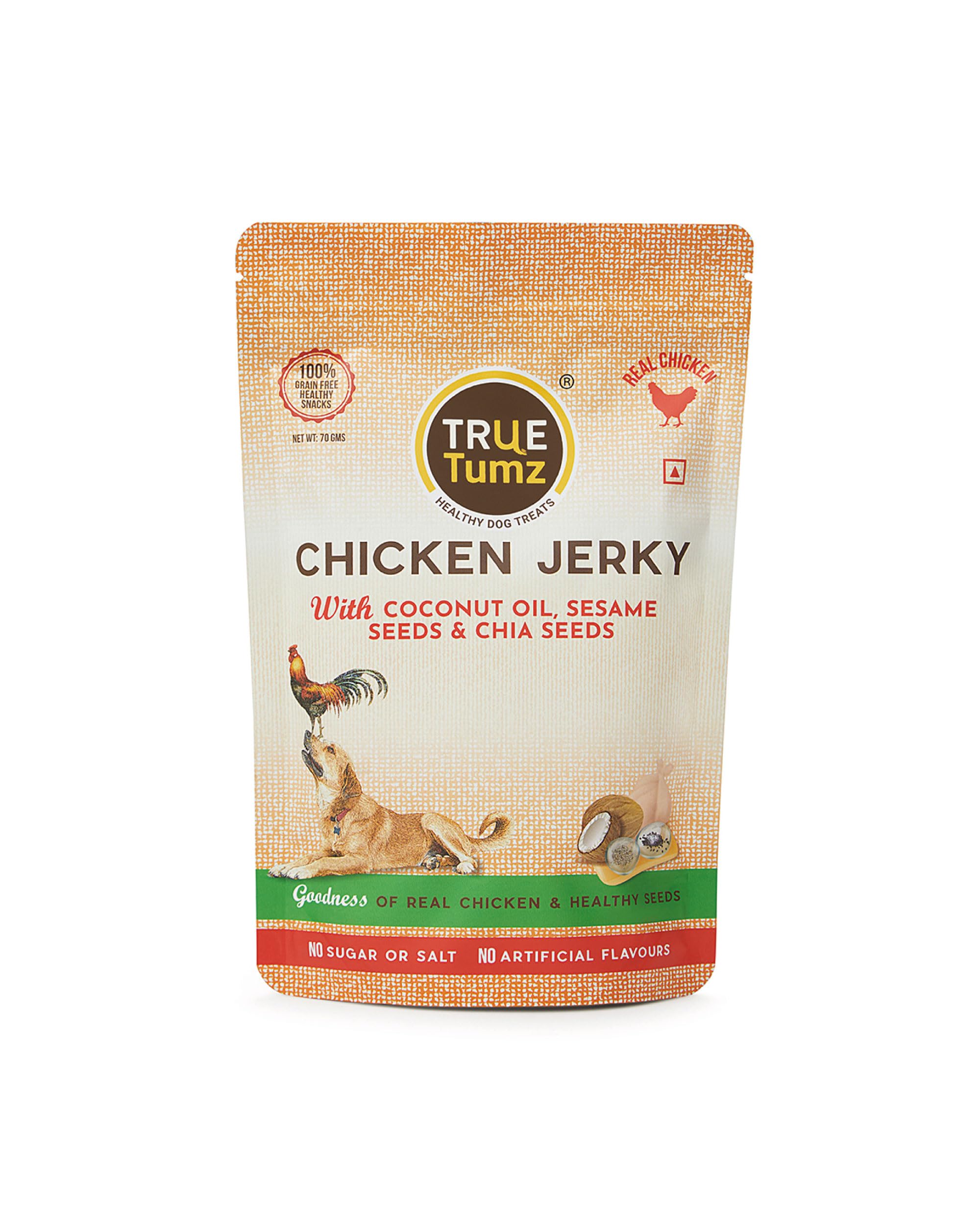 TrueTumz Real Chicken Jerky With Chia Seeds & Sesame Seeds - Visible Layer Of Seeds On Top - Grain Free Healthy Dog Treat - High Protein - All Life Stages, 70 G (B0CW9BGHM5) Amazon Price History, Amazon Price Tracker