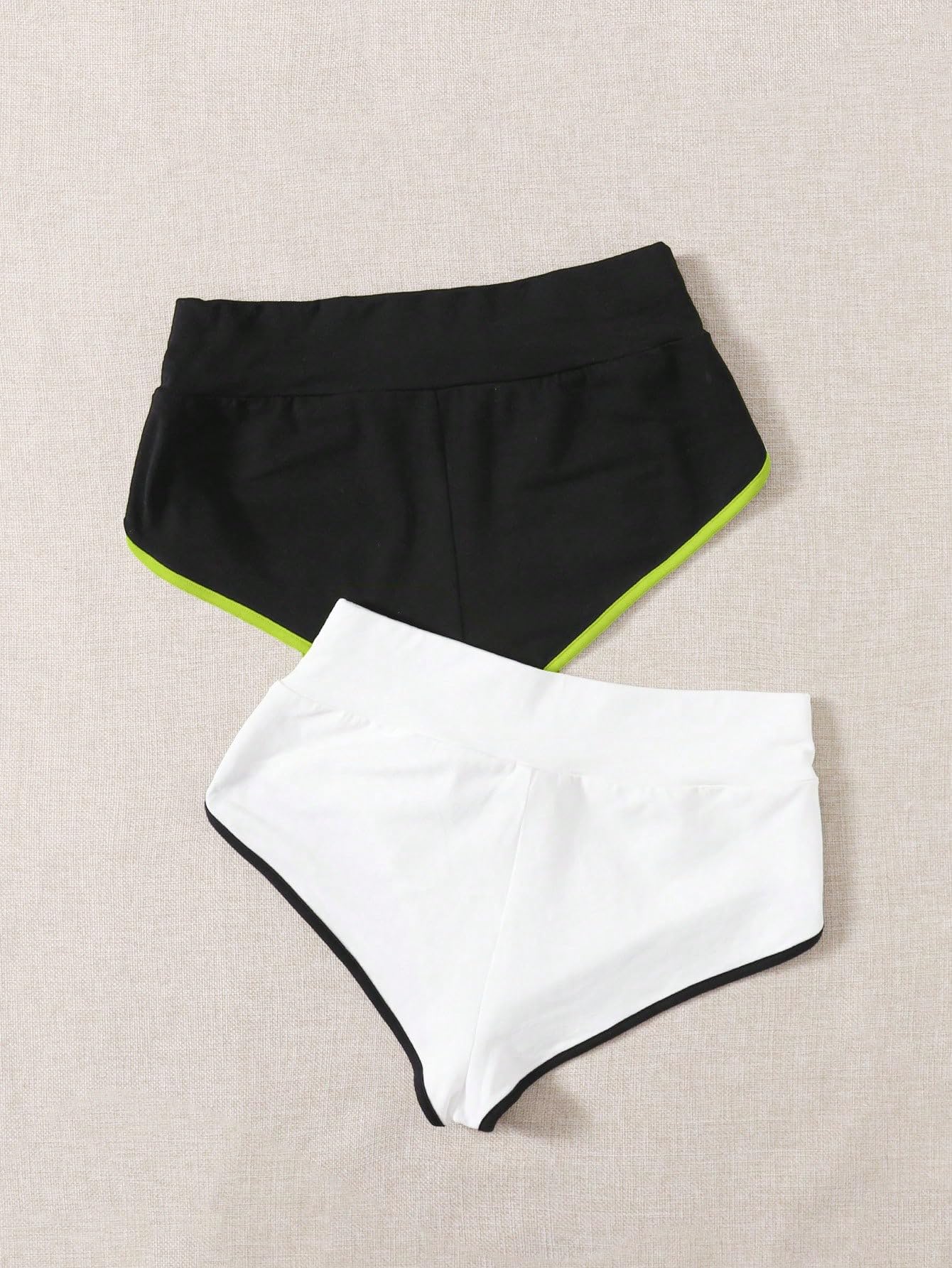 Floerns 2 pantalones cortos elásticos de cintura alta para correr para mujer