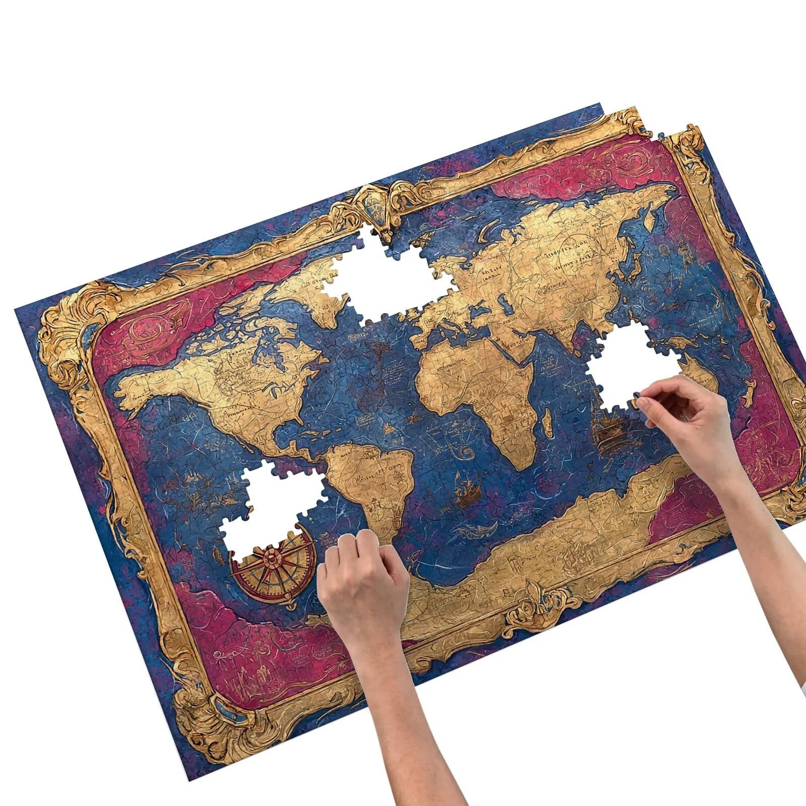 Puzzle 1500 Pièces Adultes, Puzzle Carte du Monde pour Adulte, Puzzles Bois avec Boite Cadeau, Jeu de Concentration pour Adultes, 1500 Pièces Puzzles pour Décoration Murale Maison, Cadeau Femme, A-64