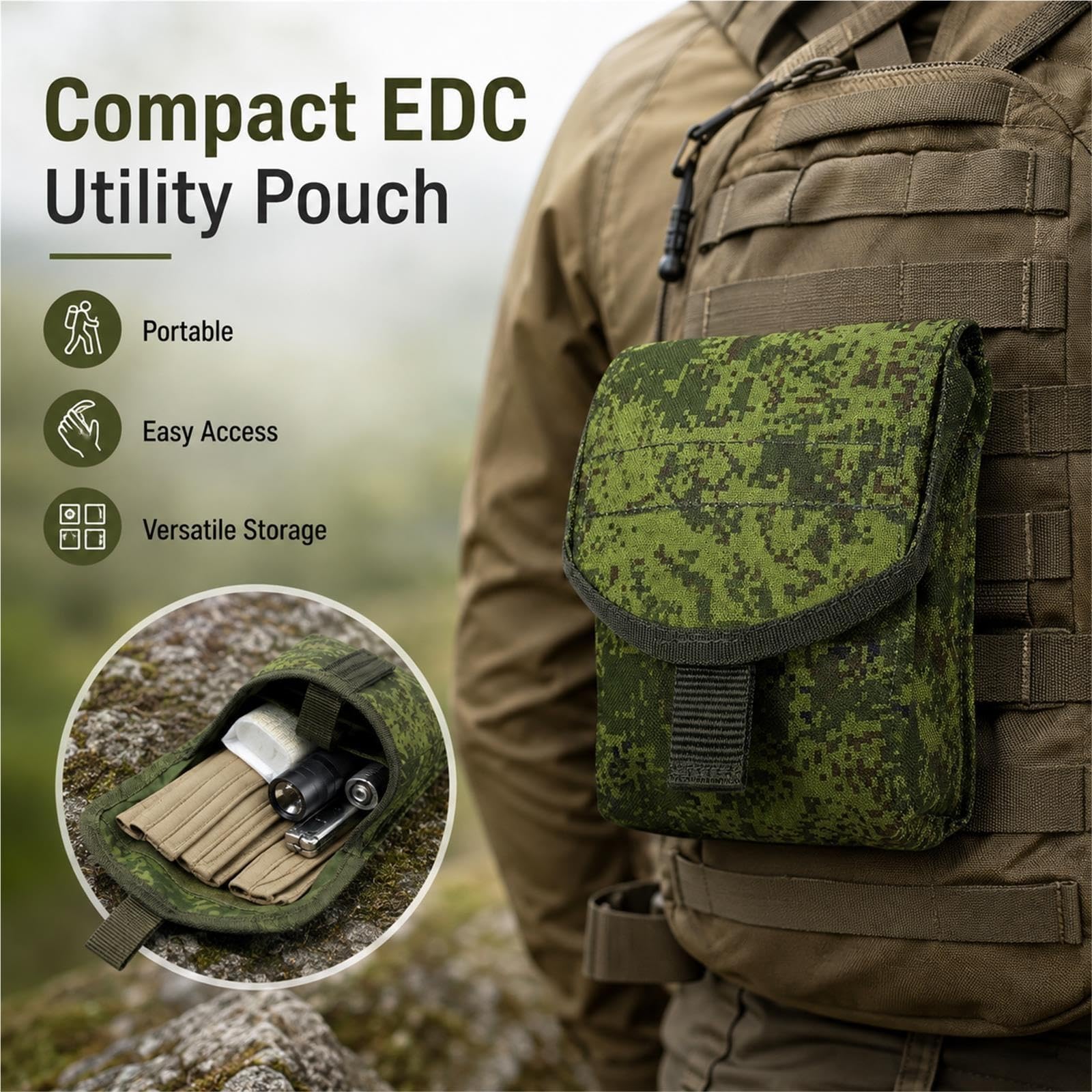 Tasca Utility MOLLE con Patta e Foro di Drenaggio for Attrezzatura Outdoor
