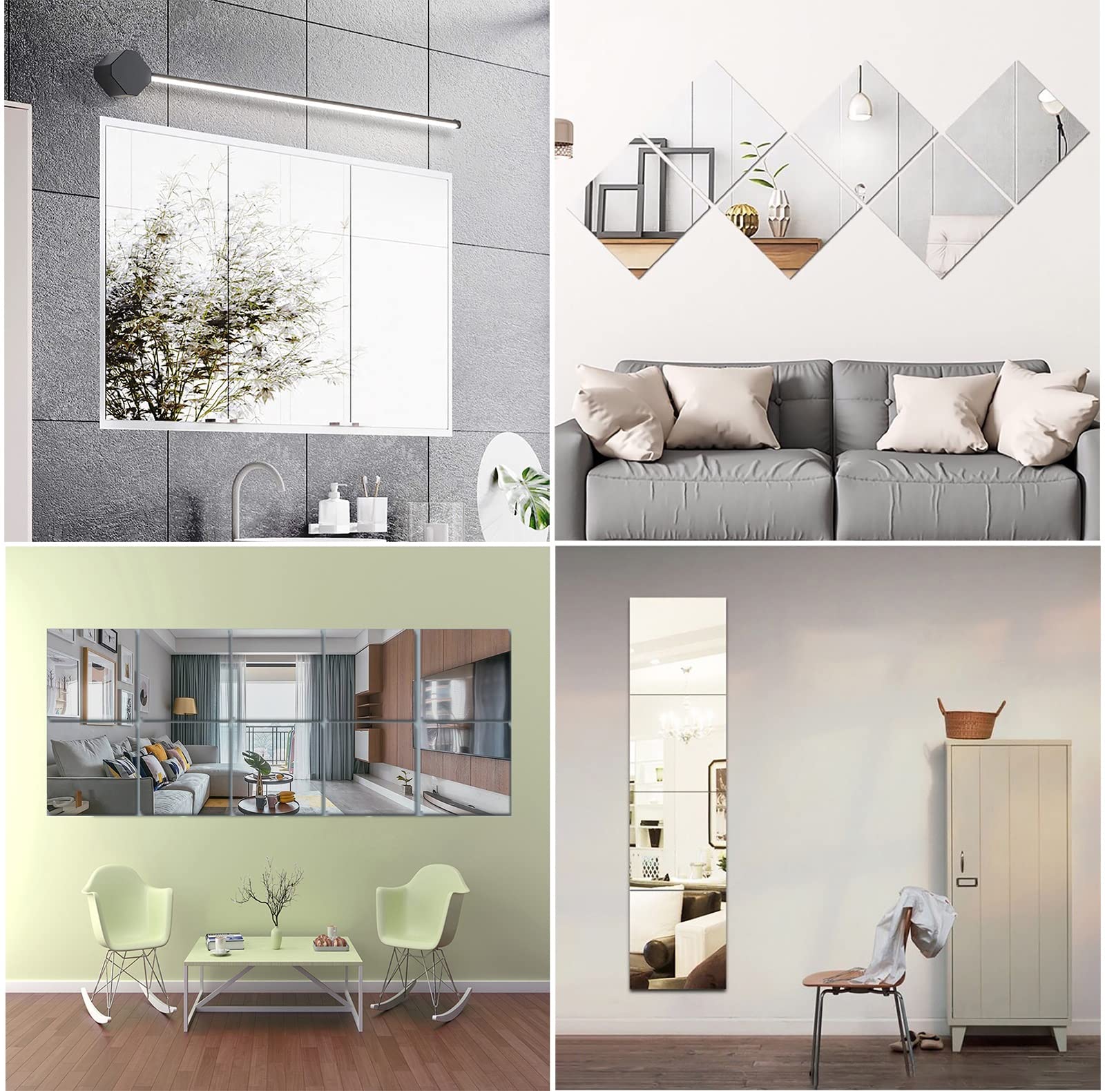 4 Specchi Adesivi Da Parete In Acrilico - Infrangibili E Facili Da Applicare | Per Armadio, Porta, Palestra, Casa - Foto 6