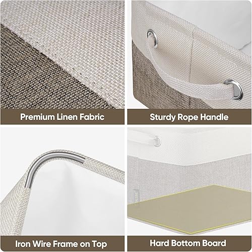 Miniatura 7 de BALEINE Paquete de 4 contenedores de almacenamiento de tela, canastas de almacenamiento para organizar el armario, organizadores decorativos grandes