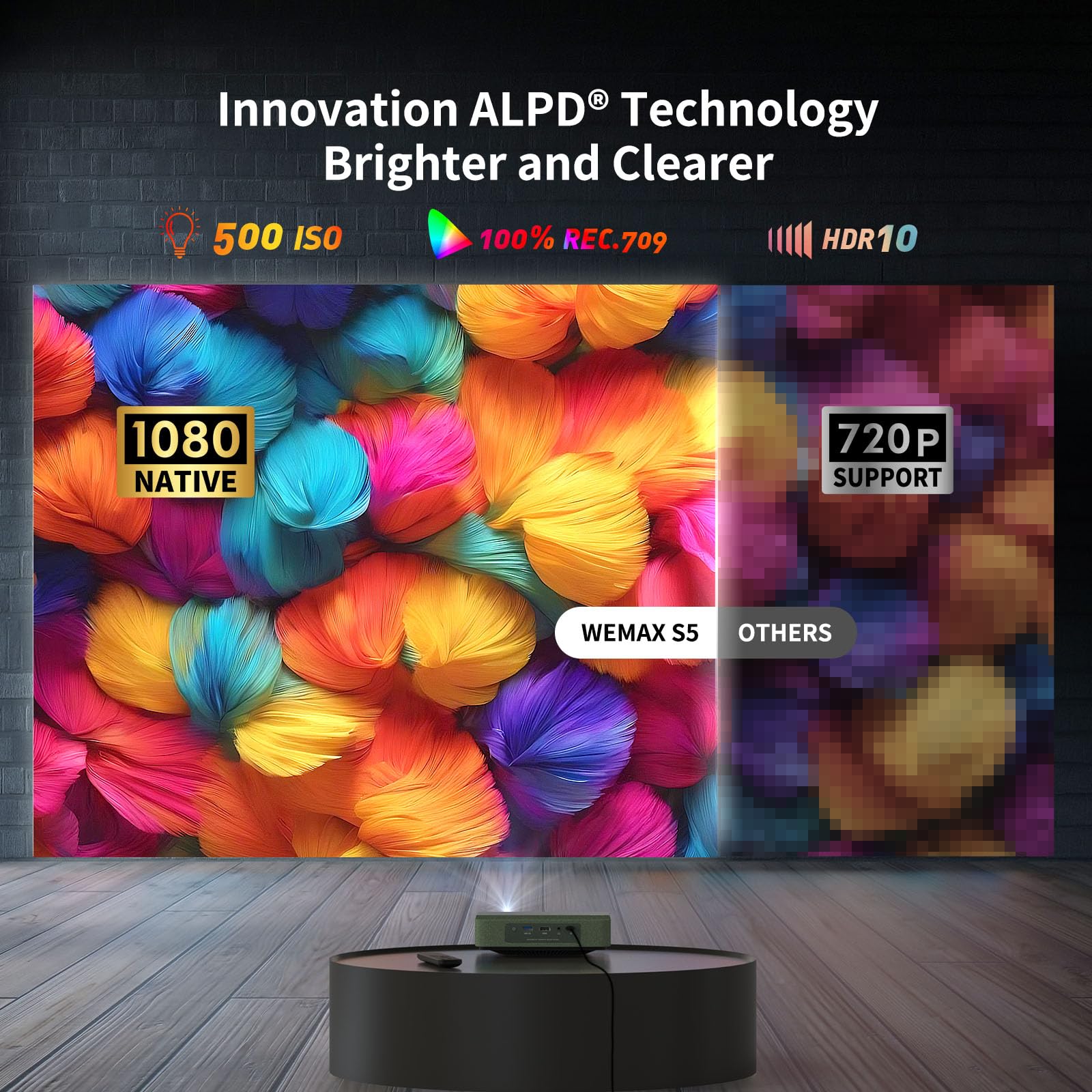 S5 Proyector Láser ALPD 1080P, 500 Lúmenes ISO, Mini Portátil, Cine en Casa