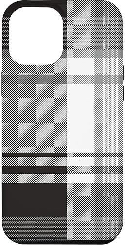 iPhone 12 Pro Max Negro Blanco Gris Plaid Invierno Otoño Diseño Diseño de Halloween