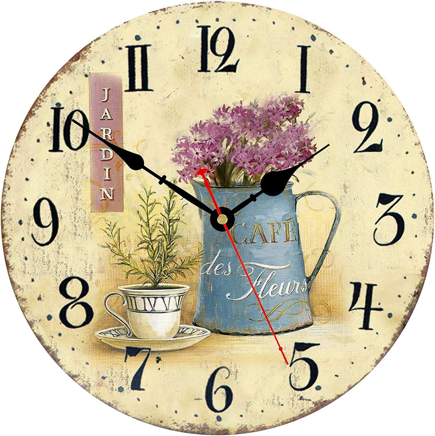 SKYDA Orologio da parete con numeri arabi, coppia di anatre, rotondo, orologio da parete per soggiorno, bagno, decorazione per la casa