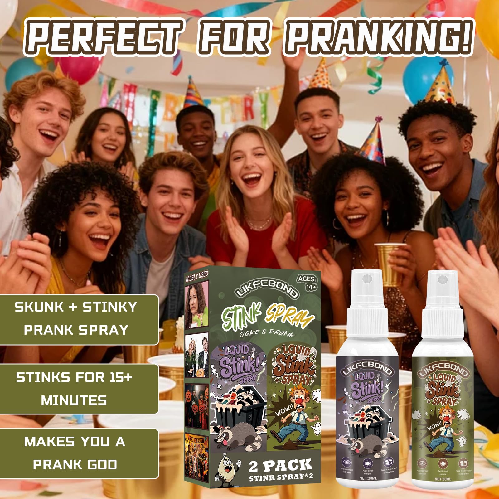 Ekstra Mocny Śmierdzący Spray, Płynny Spray do Zenia, Niesamowity Śmierdzący Spray na Zarty, Spray Zenia dla Miłośników Psikusów, Prank Party dla Dorosłych, 2 Sztuki, 30ML