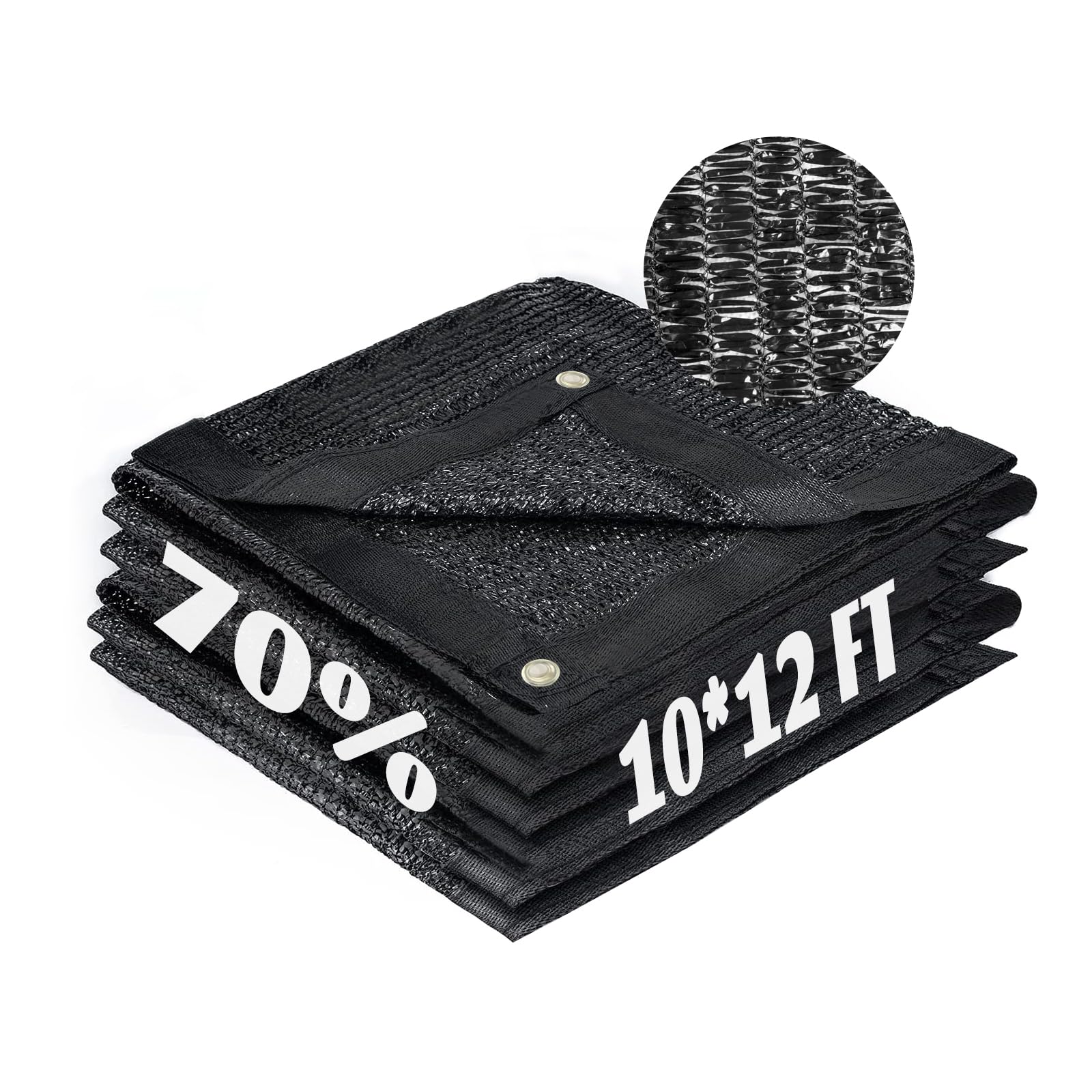 Cool Area 70% Sun Shade Cloth Mesh Tarp with Grommets for Plant Cover 10x12ft Patio Canopy Garden Pergola Greenhouse Car Barn Kennel Black