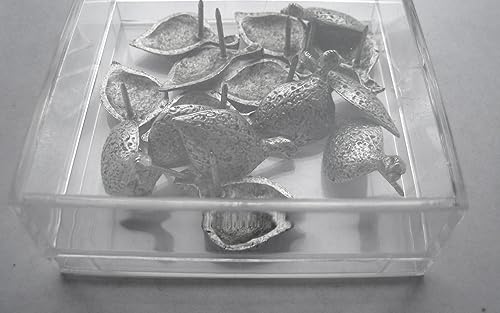 Country Cottage - Alfileres de metal, juego de 15 piezas, plata antigua