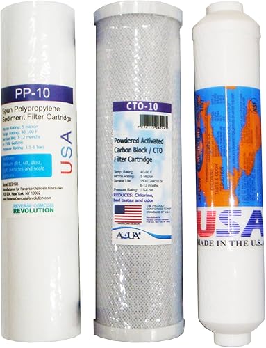 Juego de filtros de repuesto para purificador de agua de 3 etapas Reverse Osmosis Revolution Black Series 3 Stage
