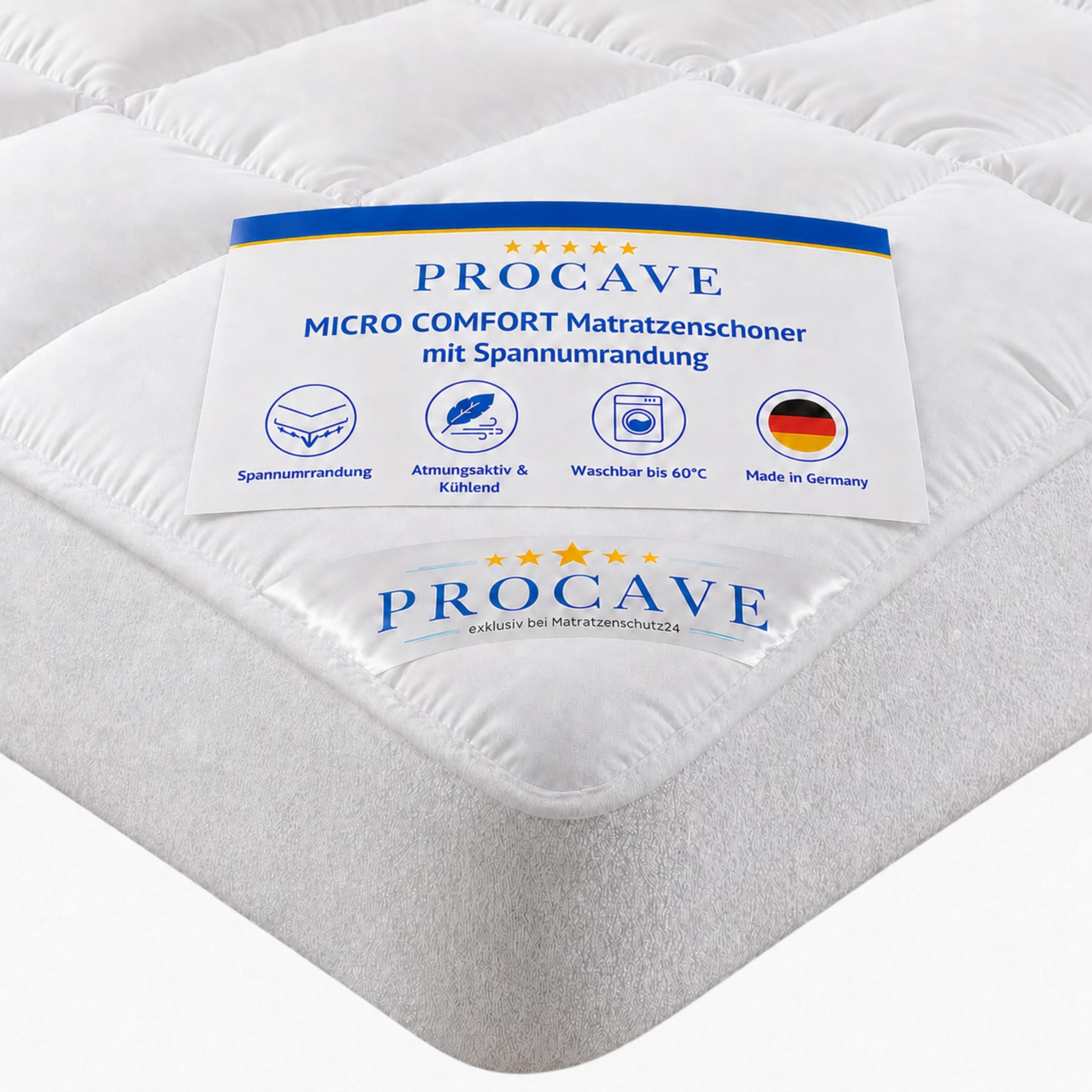 PROCAVE de Cubrecama Micro-Comfort con Borde gomado, Tela, weiß, 160 x 200 cm