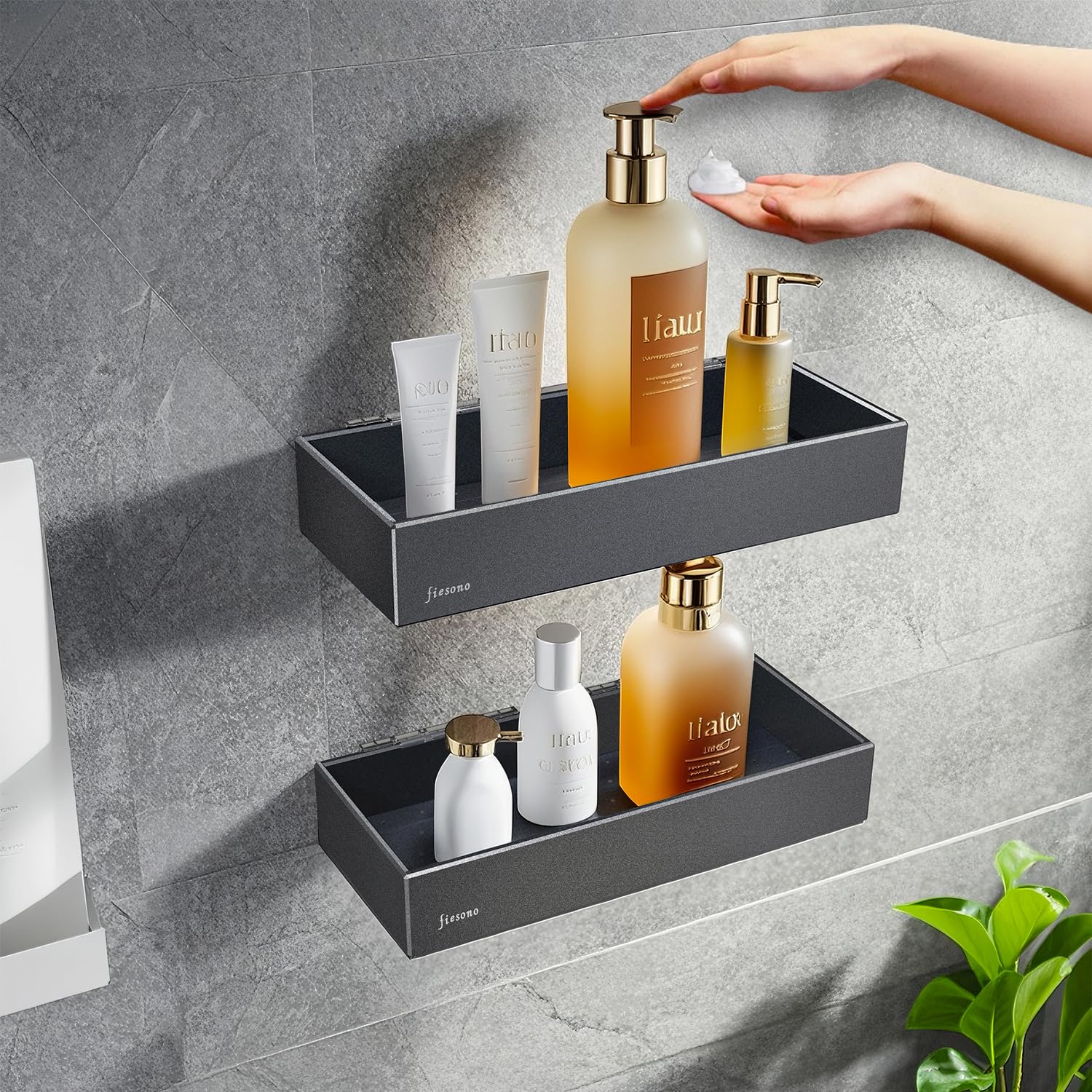 FIESONO Metal Shower Caddy with Hooks Rustproof Shower Shelves for Bathroom Storage Kitchen Spice Large Capacity Holder Organizer