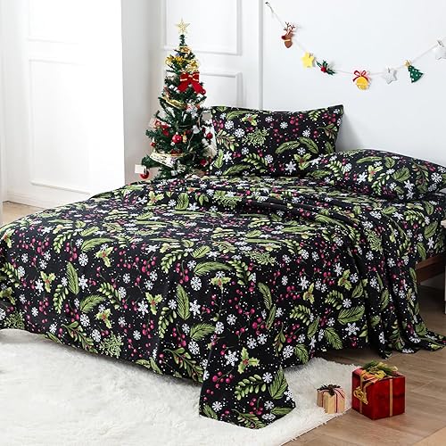 Miniatura 7 de KaceMoo Juego de sábanas King de 4 piezas con estampado floral beige, sábanas bohemias de microfibra de bolsillo profundo, lujosas, suaves,