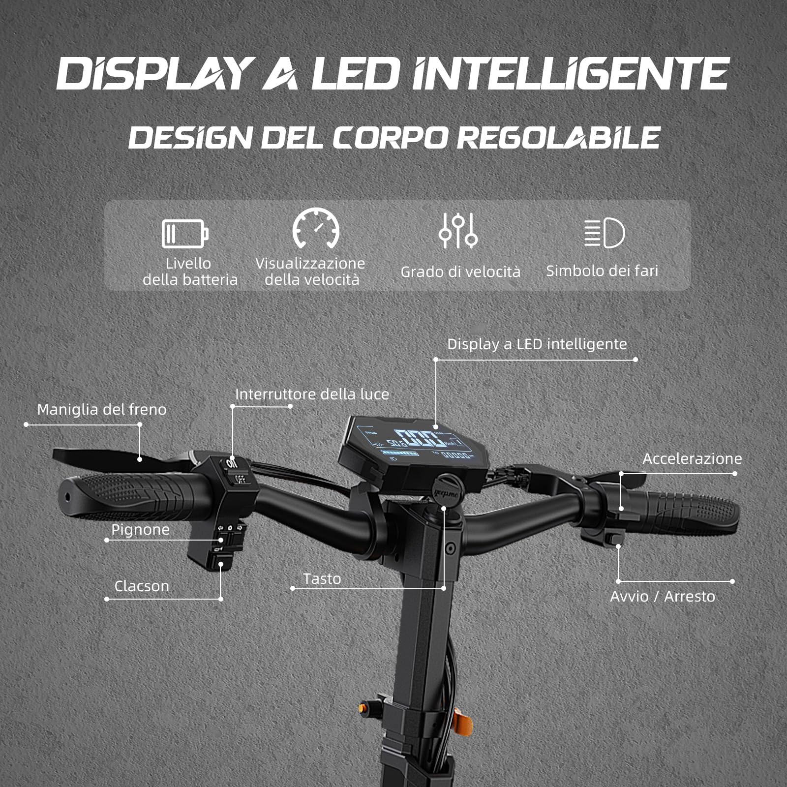 M6 Max Monopattino Elettrico, 2 Motori, Batteria 60V 20.8Ah, Portata Massima 60-70KM, Ammortizzatore Idraulico Ant., Luci LED Full, 3 Velocità, Ruote 11", 200KG, Display Intelligente