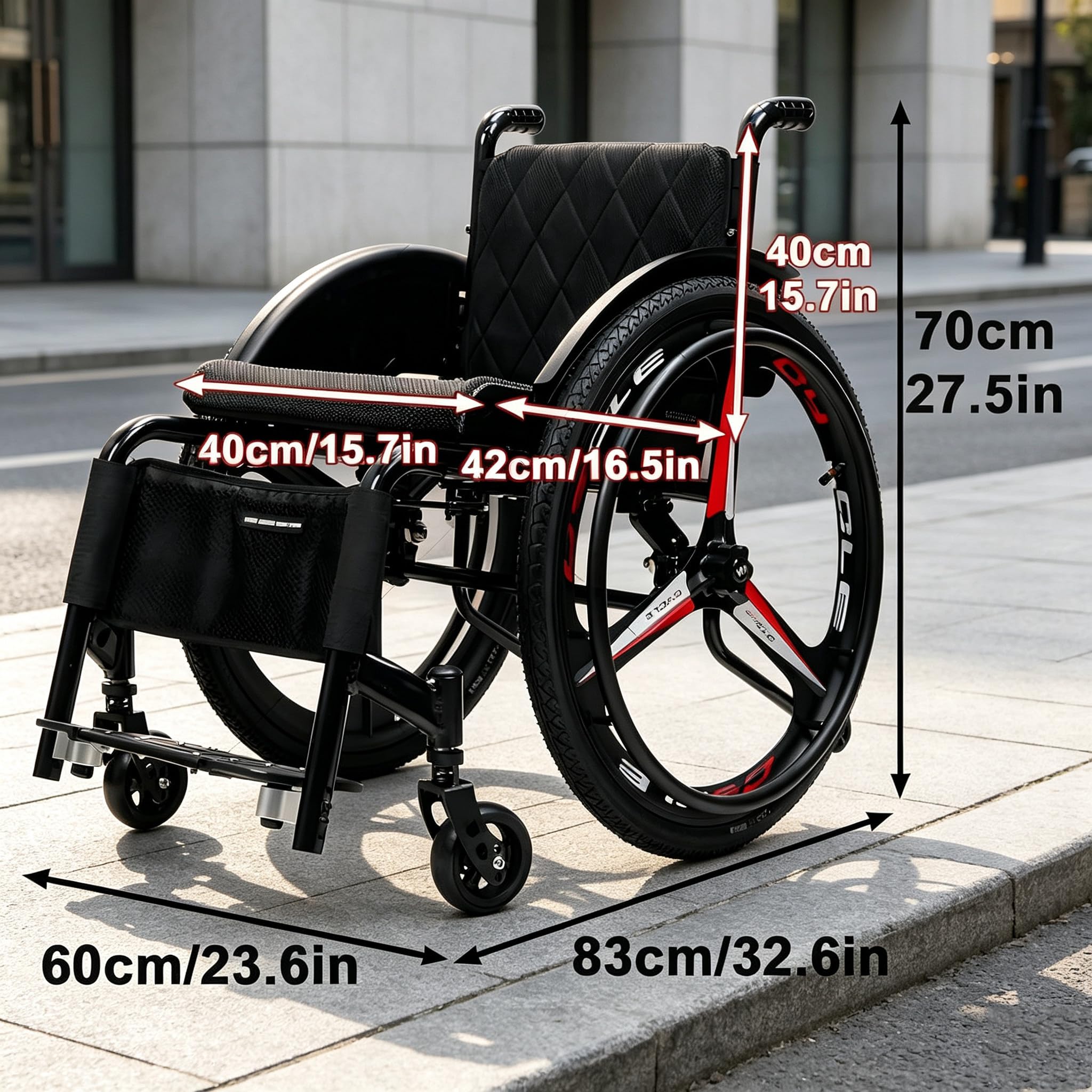Sportowy, Składany Wózek Transportowy, Terenowy Seat38cm