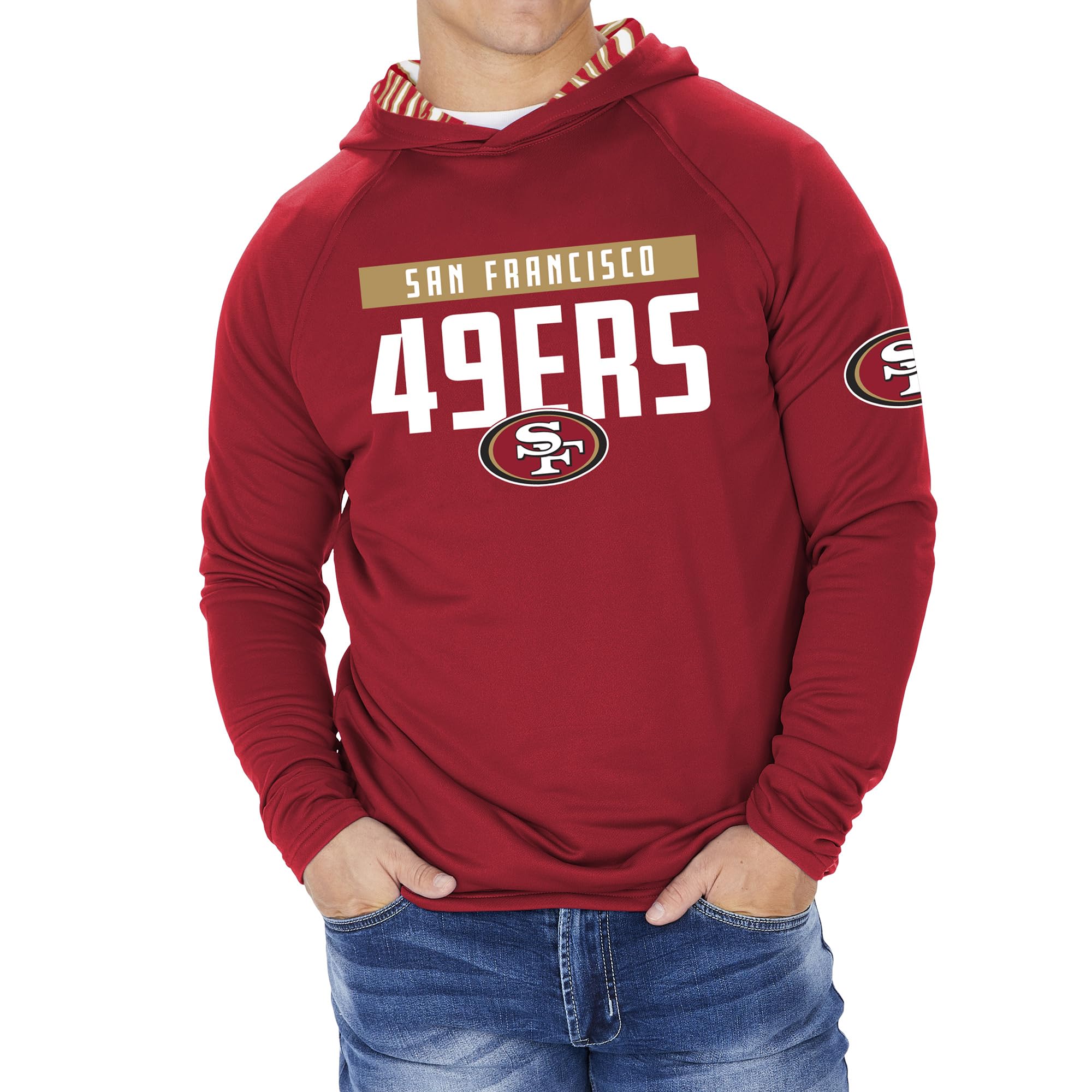 Zubaz NFL Football Men's Solid Team Hoodie with Camo Lined Hood and Sleeve Graphic — view 46