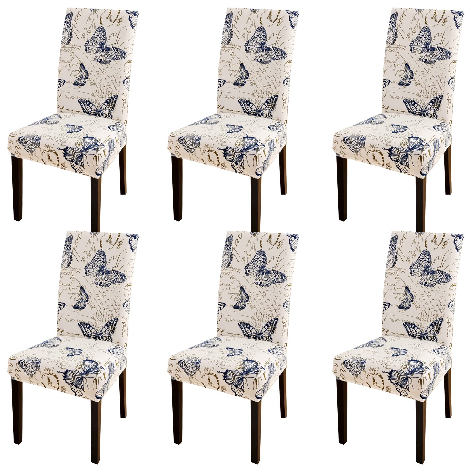 HZDHCLH Chair Covers Slipcovers 4/6 PCs Stretch Removable Washable Short Dining Chair Protector Cover Seat for Hotel,Dining Room,Ceremony(Butterfly,6 PCS)