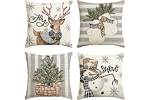 AVOIN colorlife Christmas Snowman Reindeer Gloves Eucalyptus Throw Pillow Covers