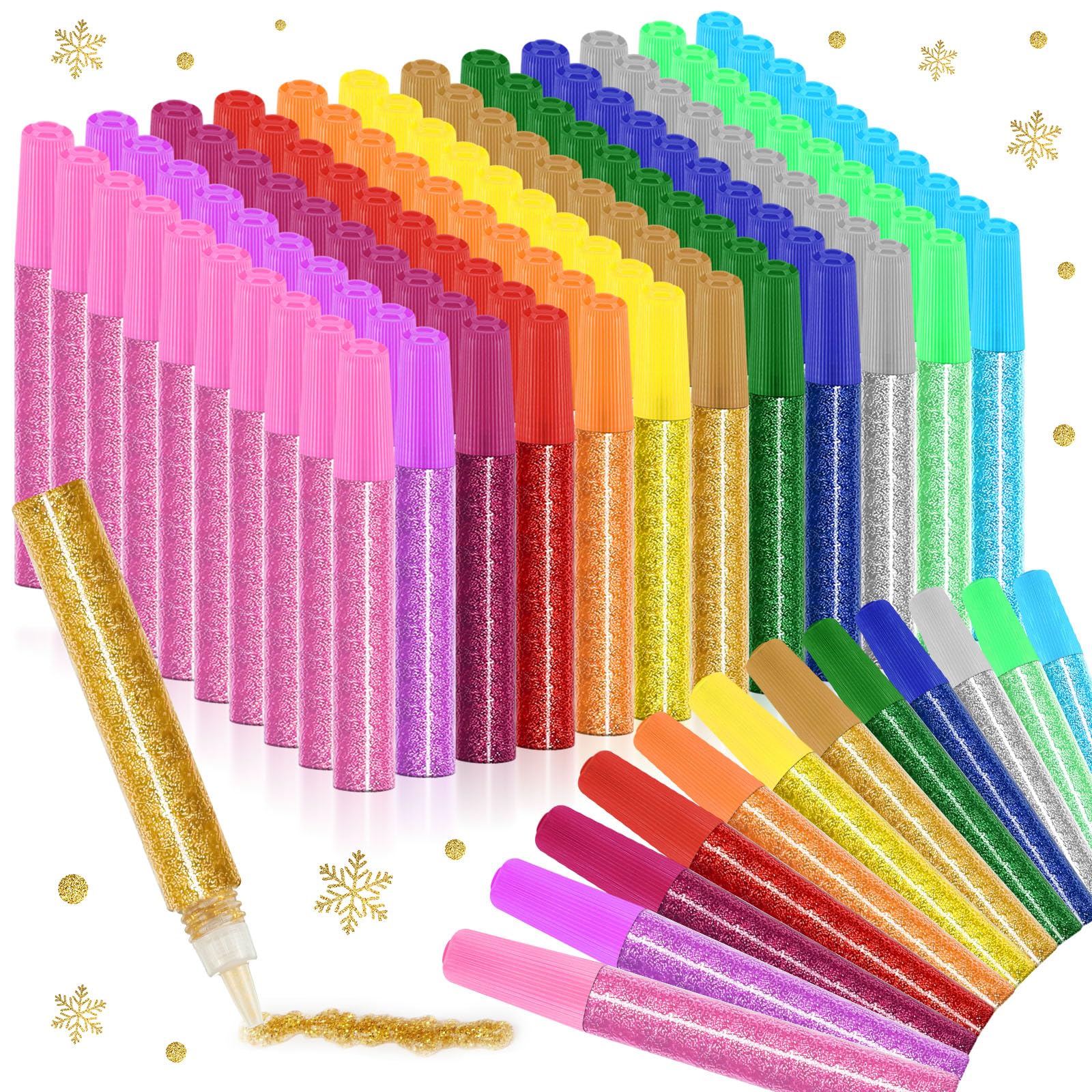 Saypacck 72 Pcs Glitter Glue Pens Bulk 12 Colors Rainbow Glue Stick for Crafts Teacher Appreciate Graduation Gift Supplies for DIY Arts, Projects Scrapbooking, Cards Decorating Supplies