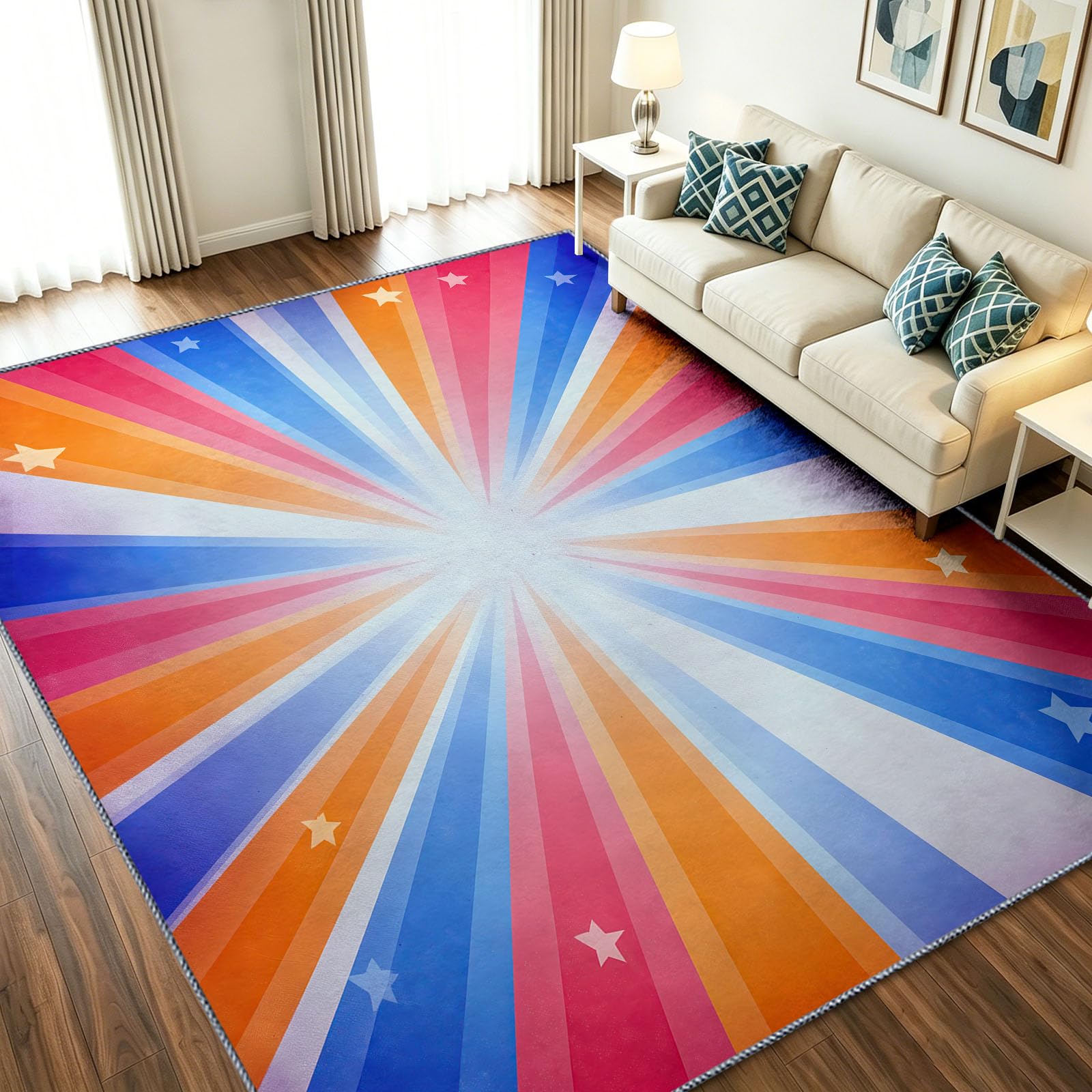 Lavable Tapis Vintage Nostalgique Salon Pile Courte Rug 160 x 230 cm