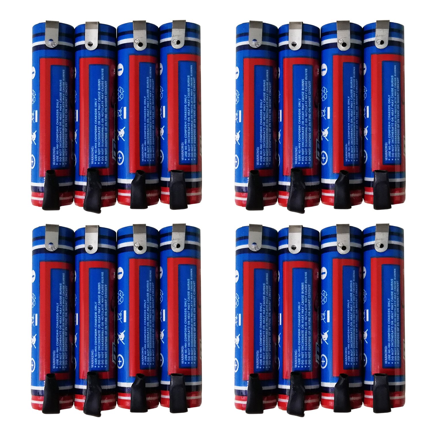 HYPERPS(16-Pack) 1.2V AAA 600mAh Ni-MH Rechargeable Battery for High-Drain Devices, Quick Charge (Flat Top w/Soldering Tabs)