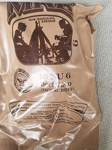 LoJo Surplus Comidas genuinas de MRE militares 2022 listas para comer con fecha de inspección 2022 o más reciente (taco de ternera)
