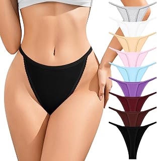 9 Pack Cotton Thongs for Women Low Rise Breathable G String Womens Underwear T-Back Sexy Panties
