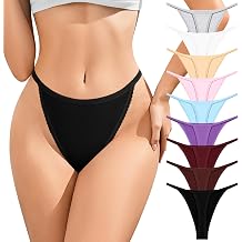 9 Pack Cotton Thongs for Women G String Sexy Panties No Show | T Back Mid Rise Cotton Womens Thong Underwear Breathable Stretchy Comfortable Panties