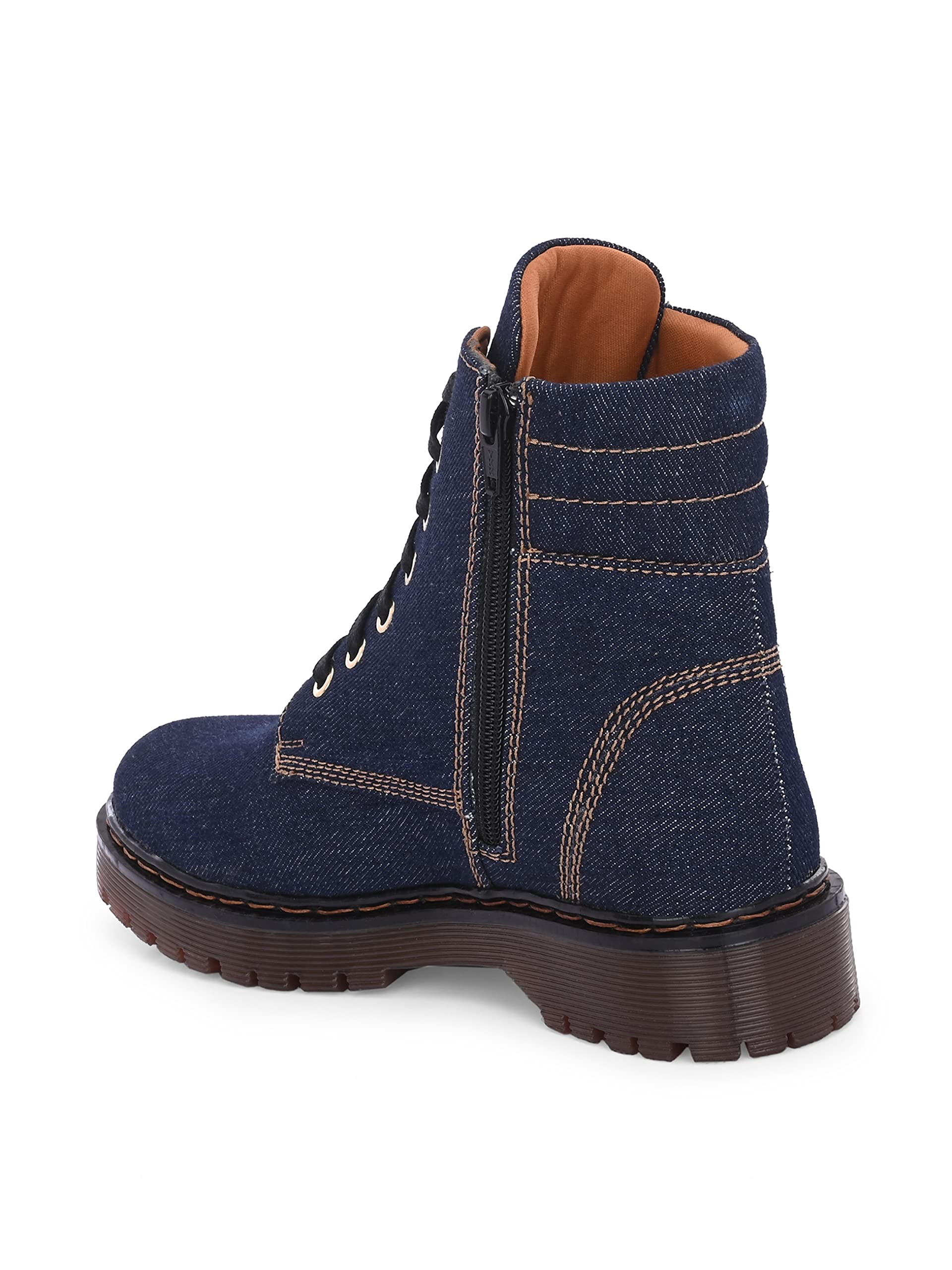 Delize Denim Edit - Navy Blue Denim Women Ankle lace up boots-38 (B0C37KNDJM) Amazon Price History, Amazon Price Tracker