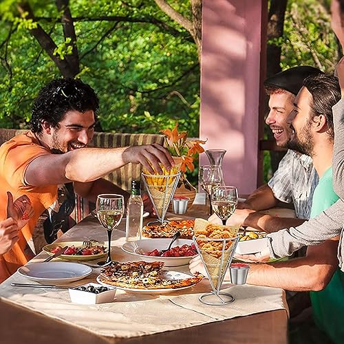 Miniatura 6 de 4 soportes para papas fritas con cono francés, cesta con taza de salsa, alambre de metal, soporte para papas fritas para alimentos, soporte para