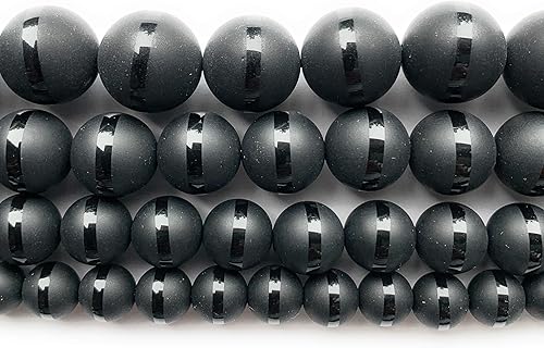 Miniatura 2 de Beadalgo - Cuentas redondas de 0.394in de línea negra mate natural de ónix negro para hacer joyas de hebra de 15.5 pulgadas