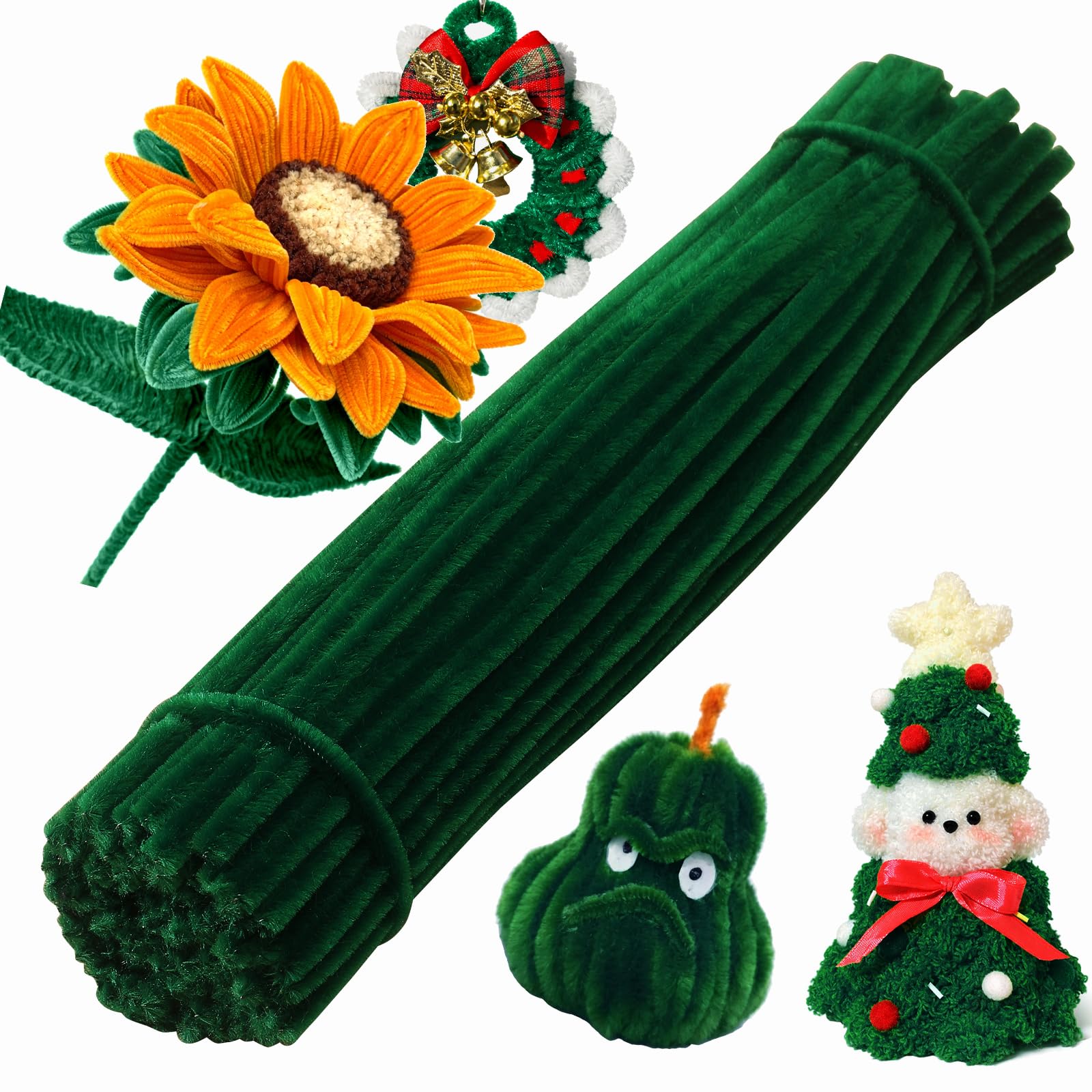 Photo 1 of 200 Pieces  Cleaners Chenille Stem Set for DIY Arts Crafts Decorations (Dark Green)