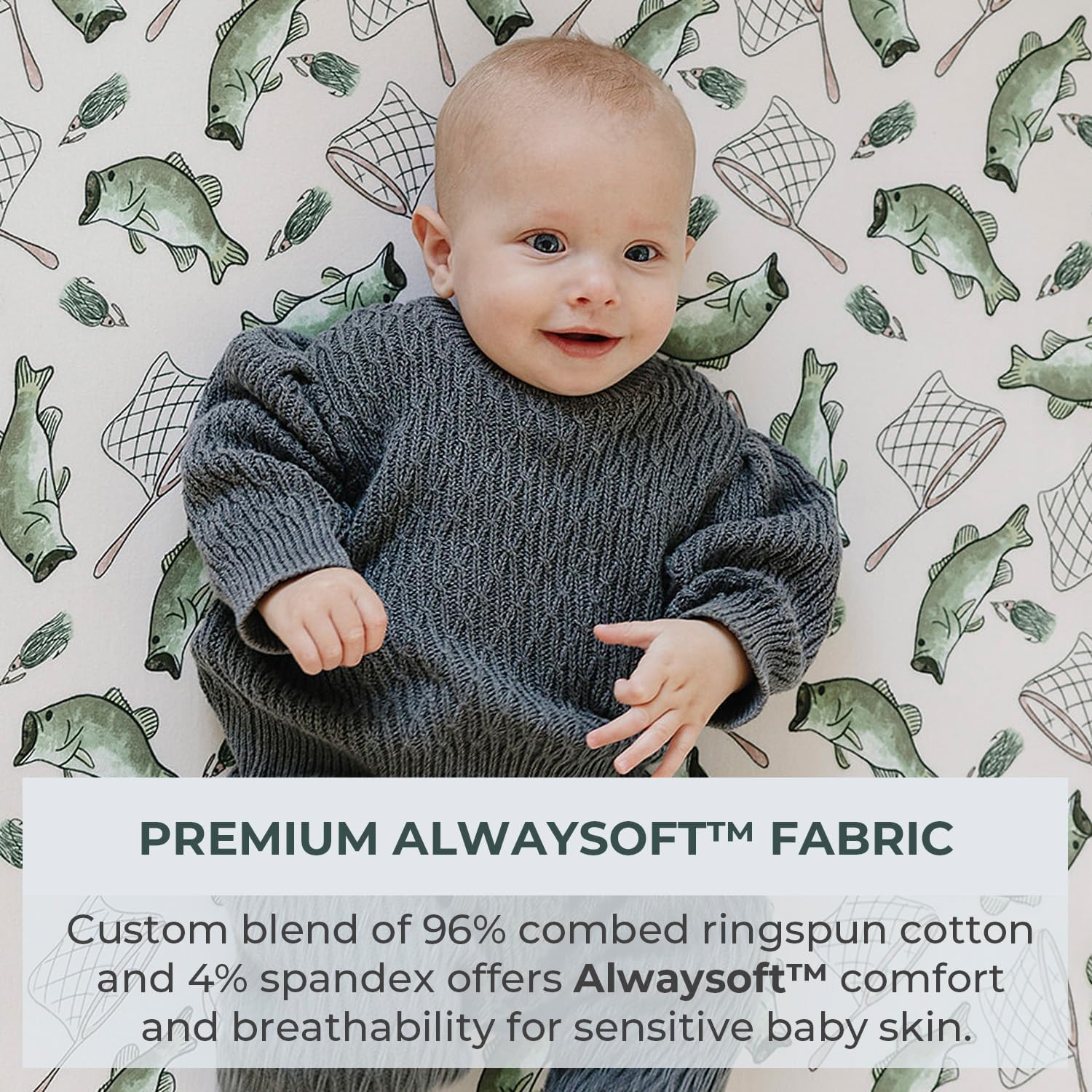 Pobibaby – 2 Pack Crib Sheets for Boys, Premium Fitted Baby Boy Crib Sheets for Standard Crib Mattress – Ultra-Soft Jersey Knit, Safe and Snug, Stylish Design (Gone Fishing) - Image 2